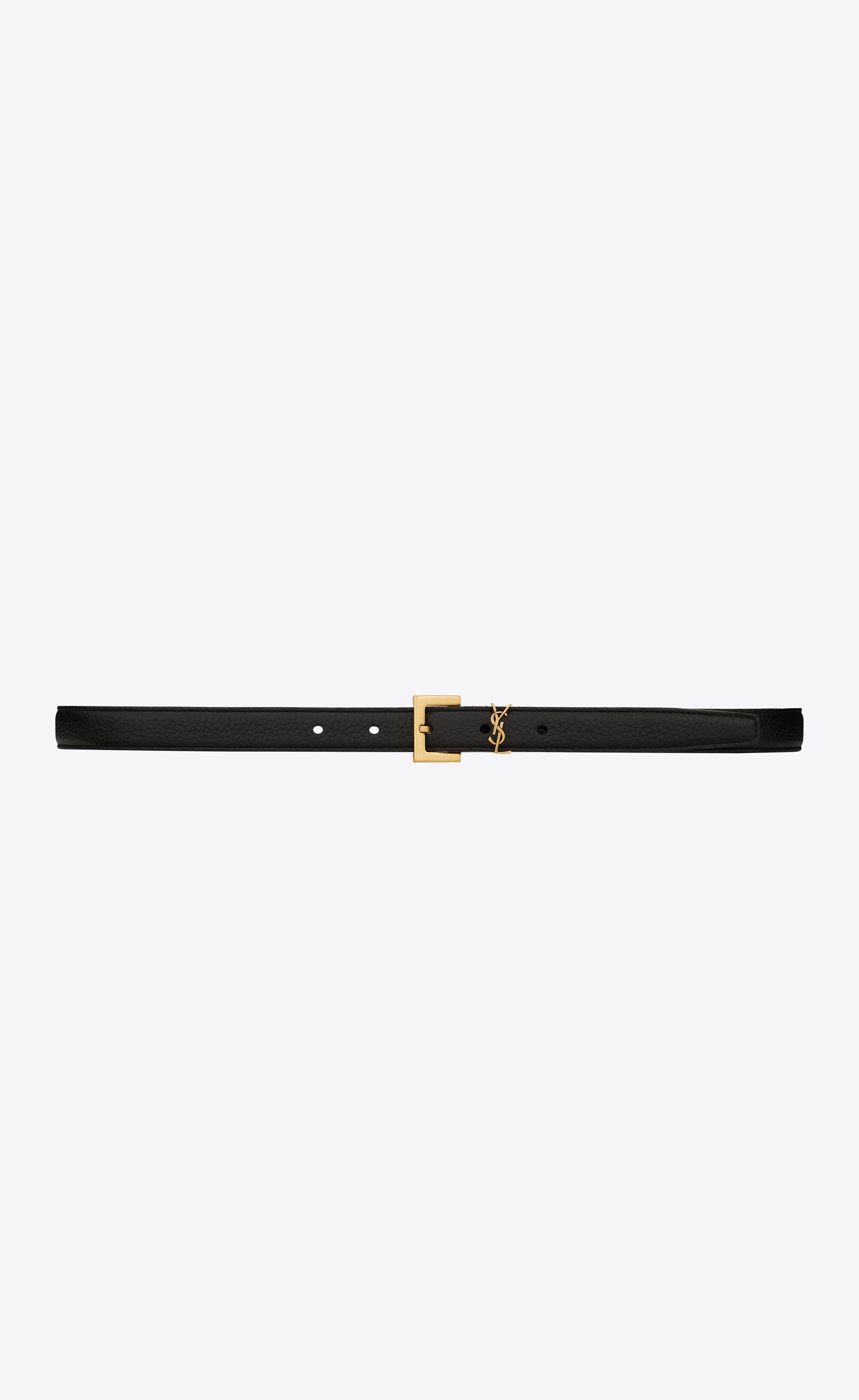 narrow monogram belt with square buckle in grained leather - 1