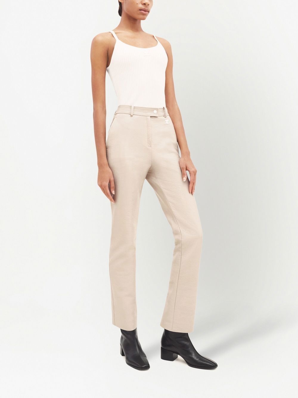 straight-leg vinyl trousers - 3