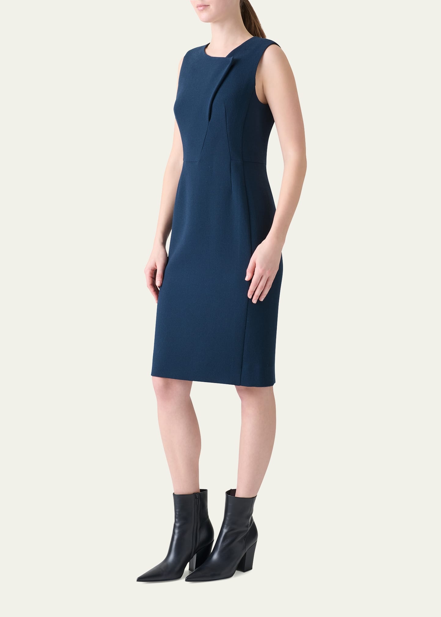 Double-Face Wool Crepe Sheath Dress - 4