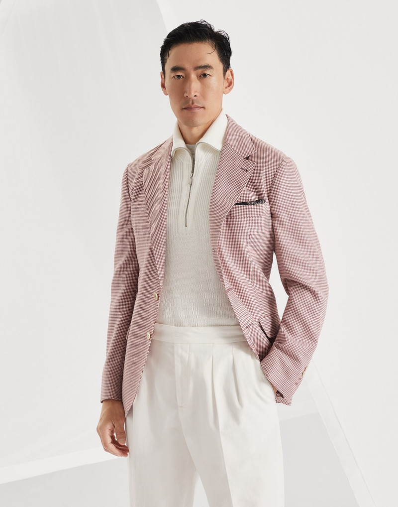 Wool, linen and silk houndstooth deconstructed blazer 1
