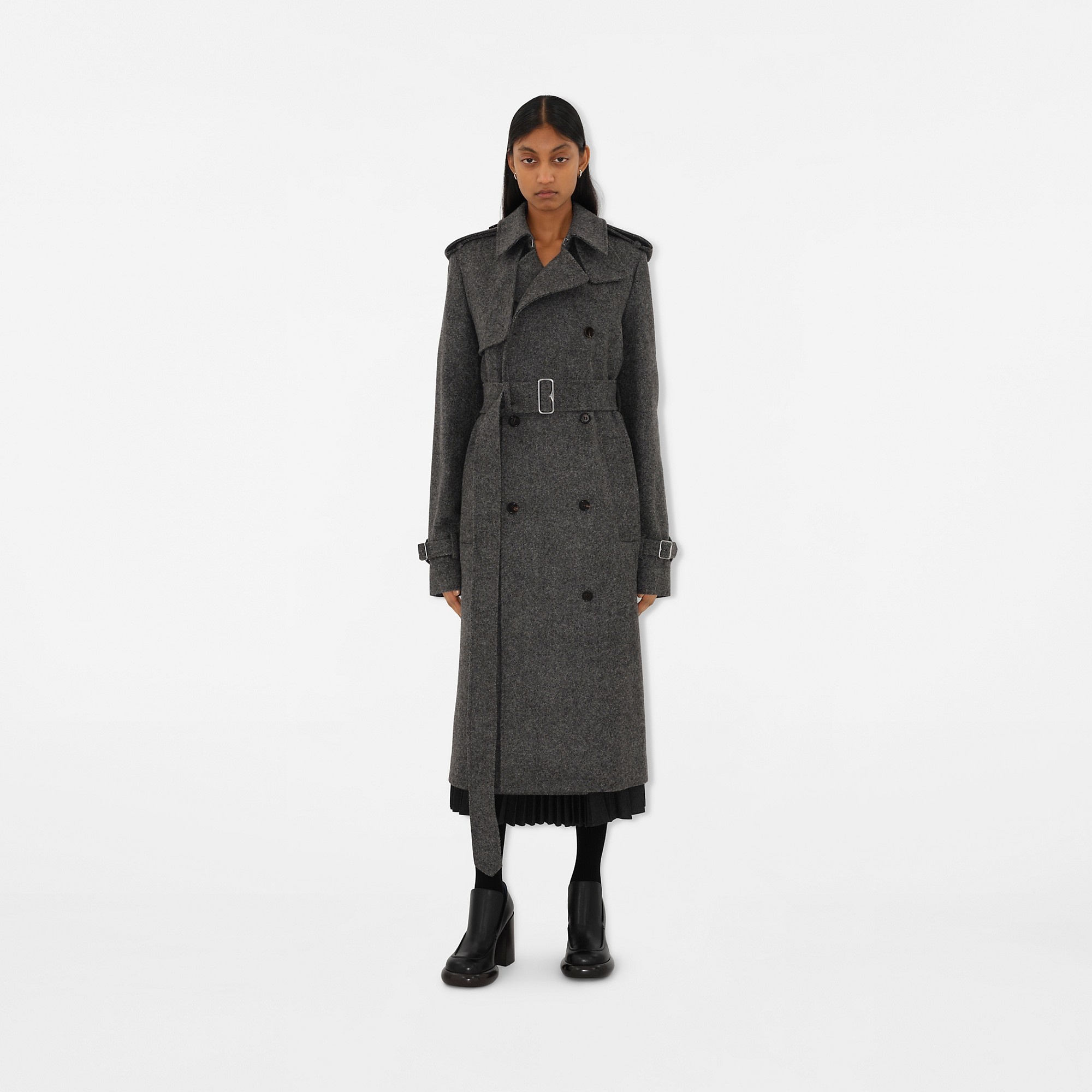 Long Wool Trench Coat - 5
