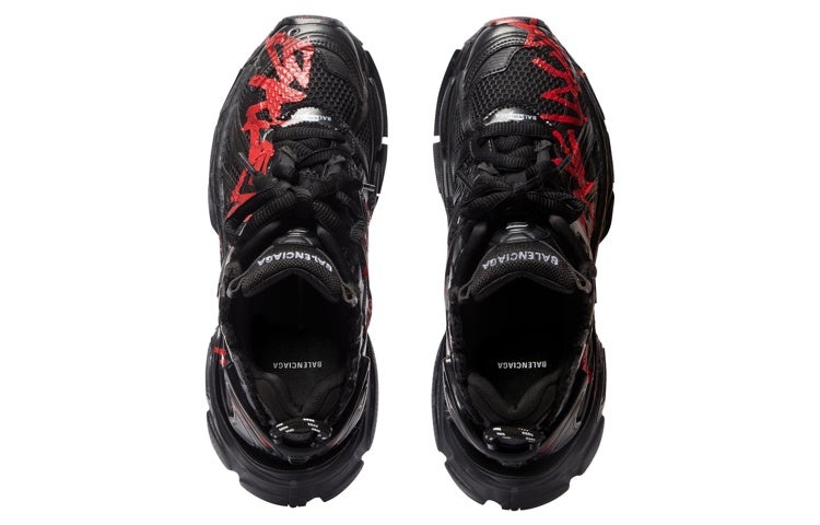 Balenciaga Runner Graffiti Sneakers 'Black and Red Mesh and Nylon' 677403W3RBQ1060 - 4