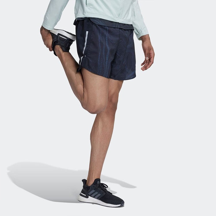 Men's adidas Running Geometry Pattern Logo Sports Shorts Blue HM1213 - 4