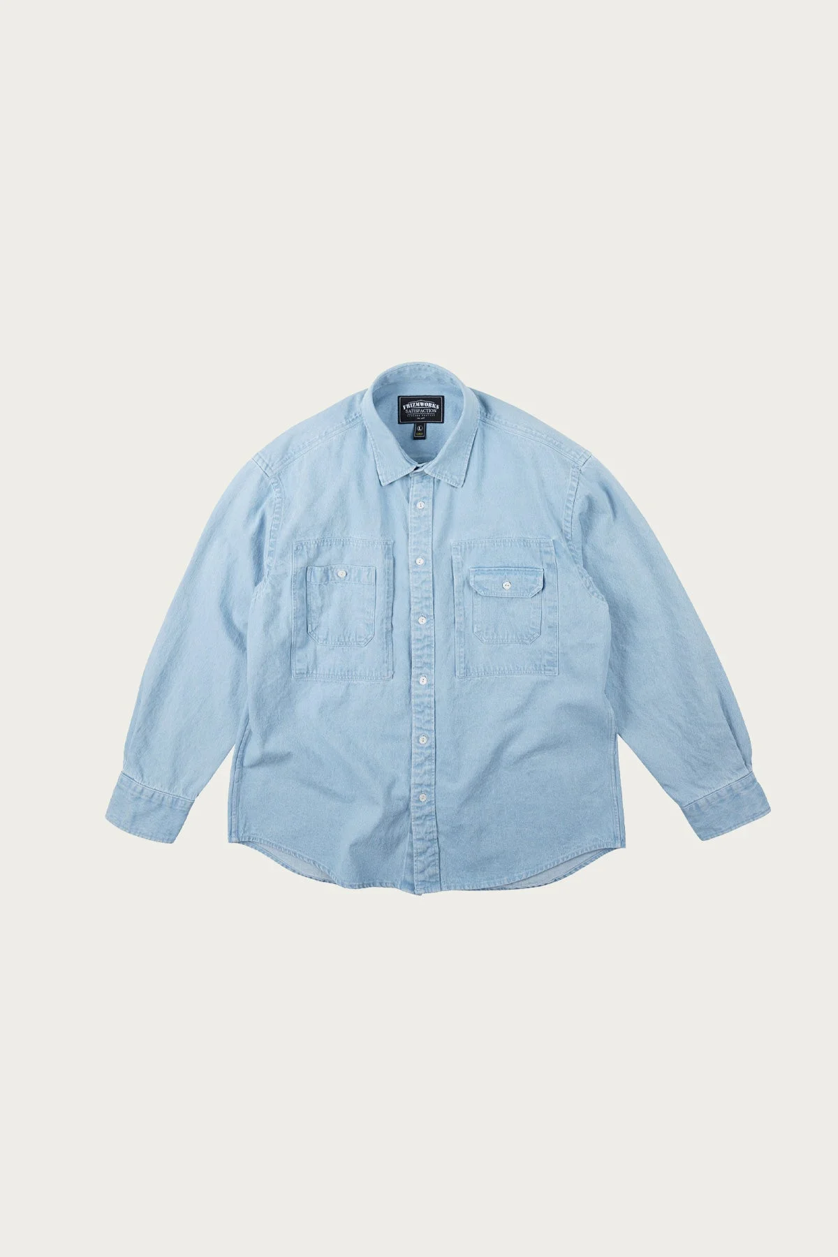 Bleach Denim Utility Shirt - Light Blue - 1