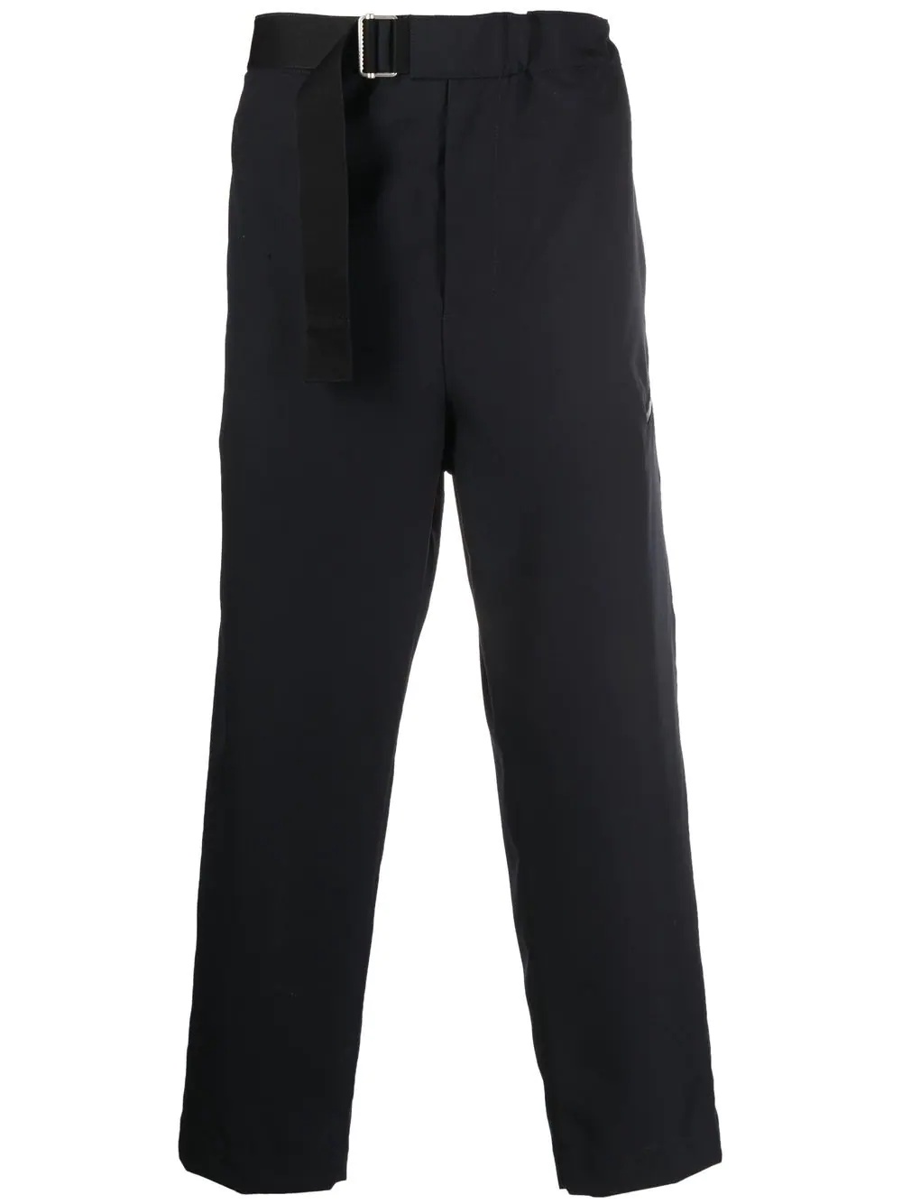 belted-waist cotton trousers - 1