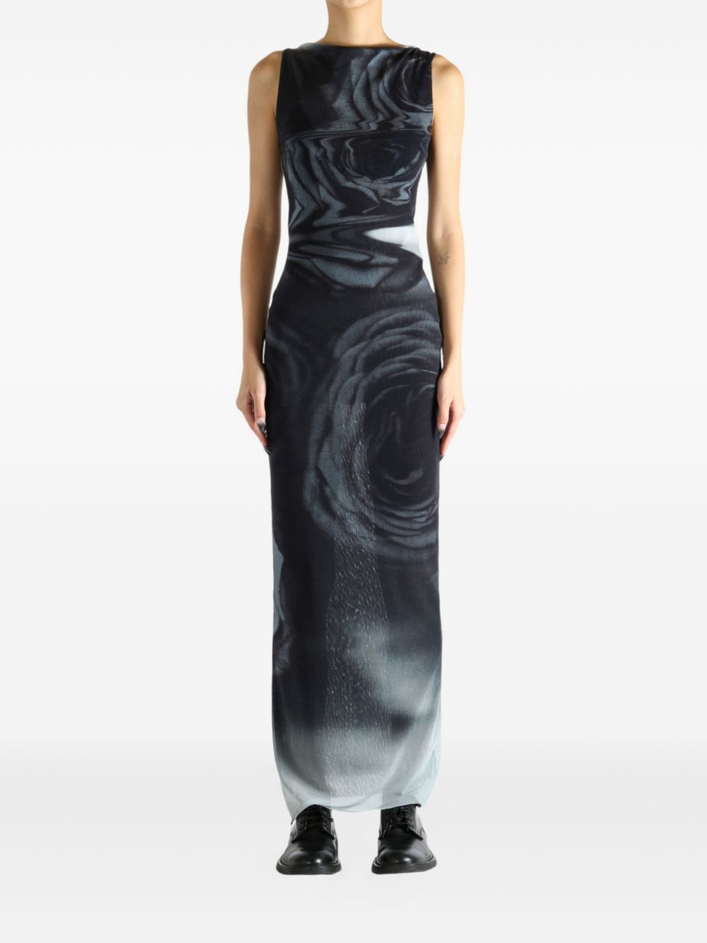 rose-print sleeveless maxi dress - 2