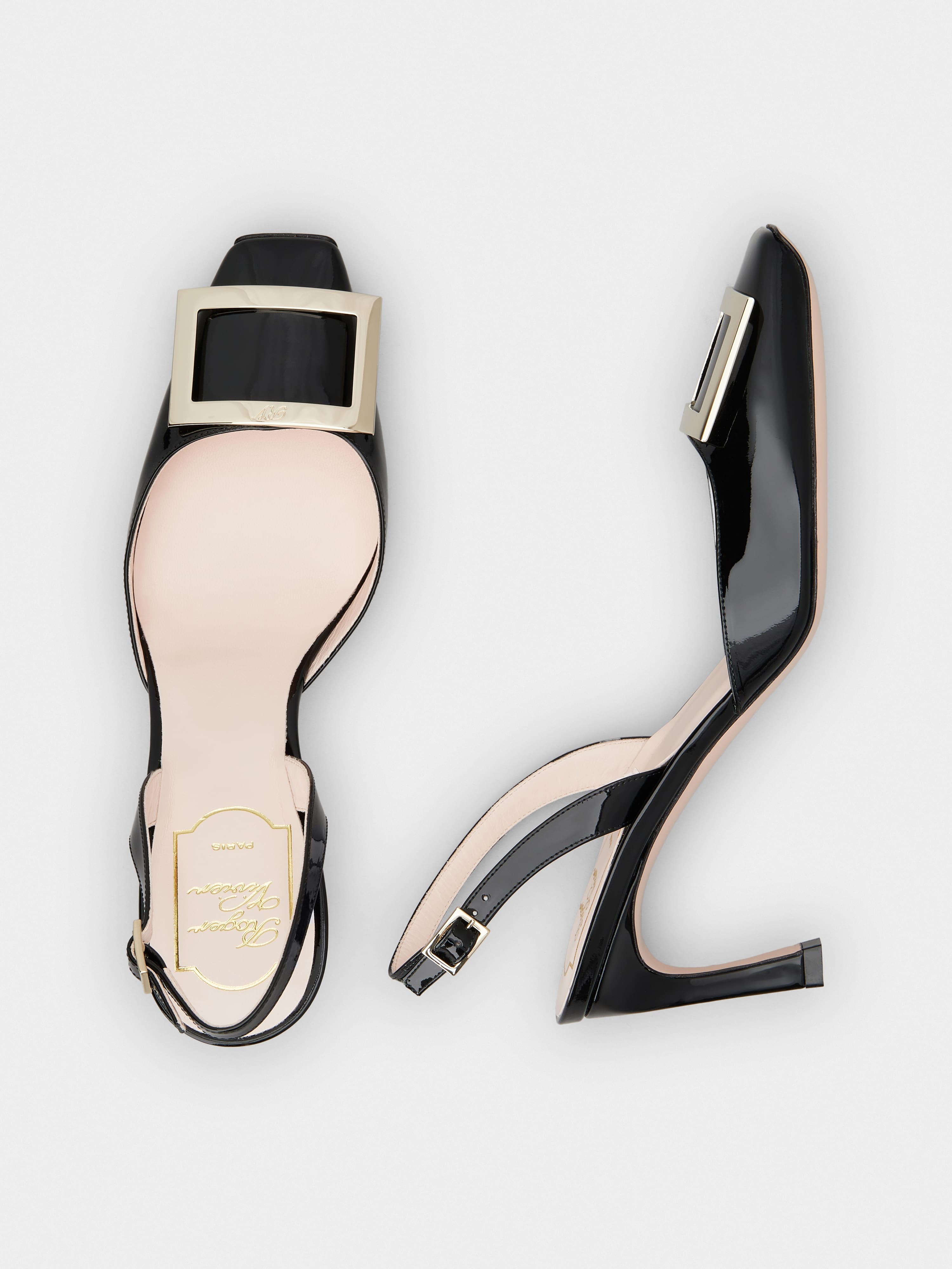 Trompette Metal Buckle Slingback Pumps in Patent Leather - 4