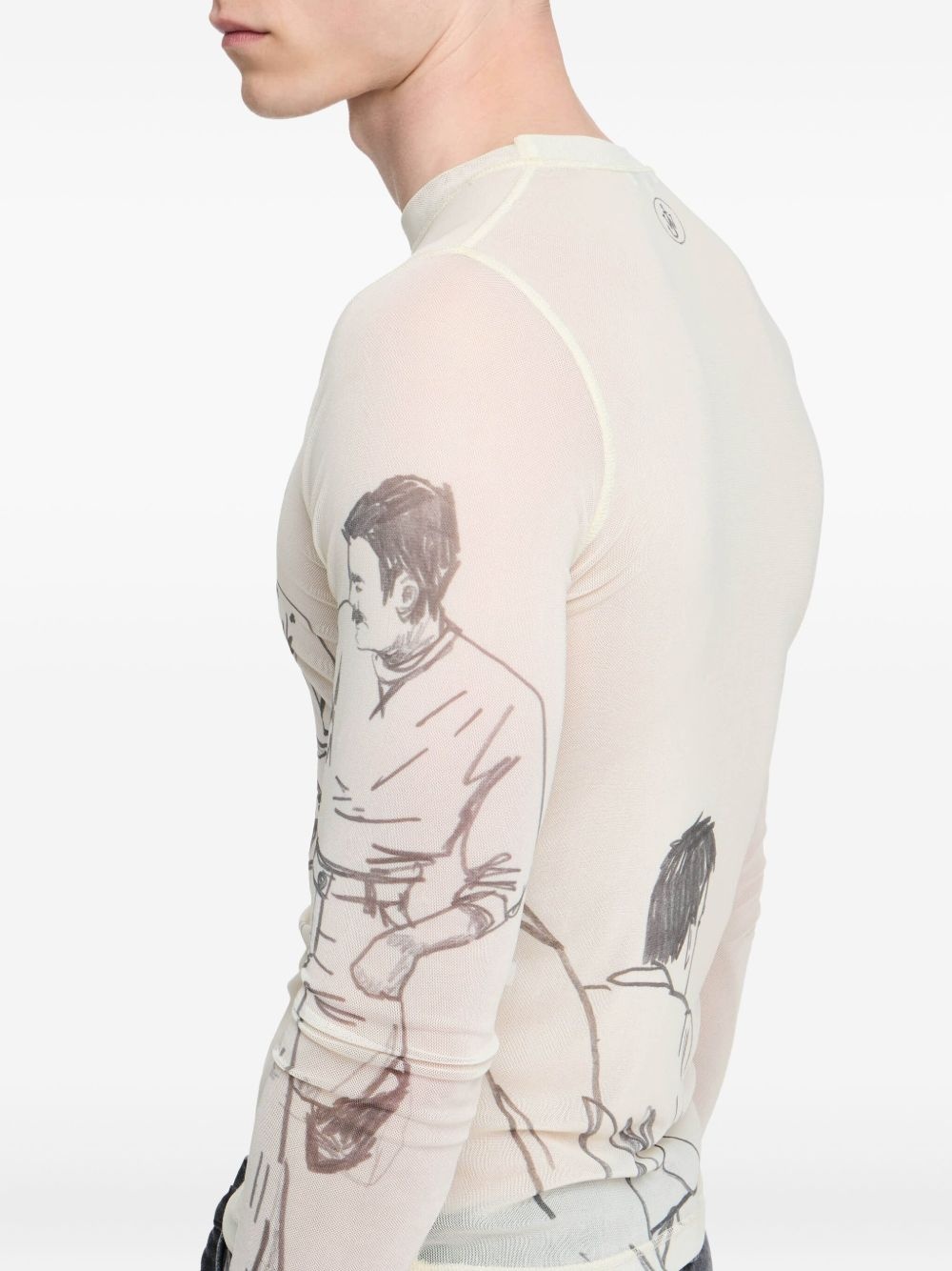 sketch-mesh long-sleeve T-shirt - 4