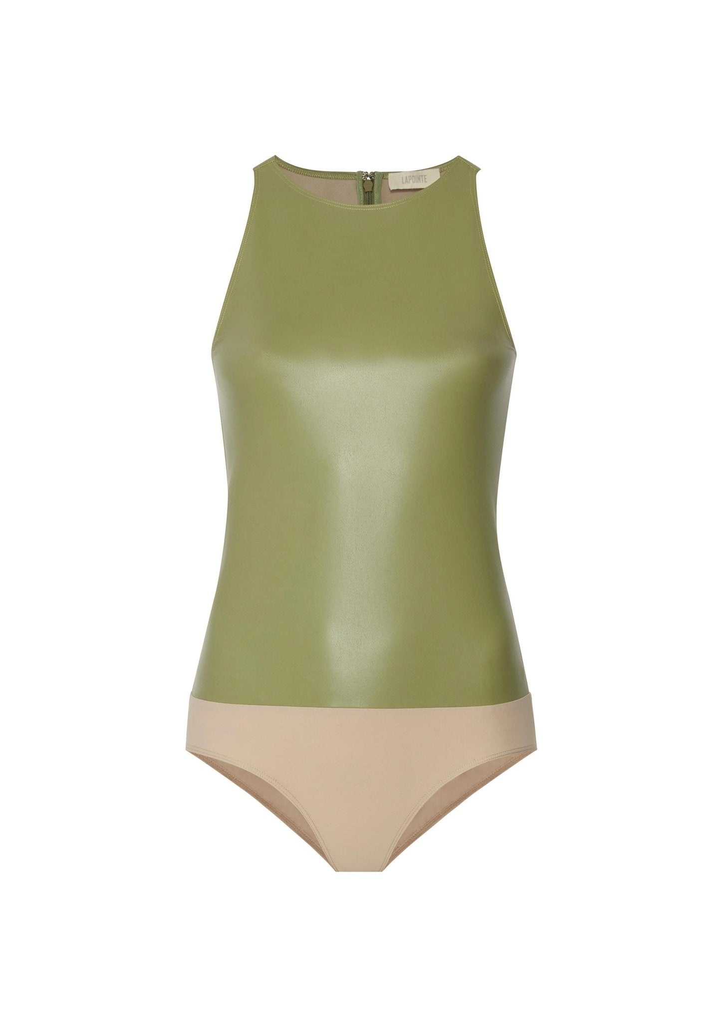Faux Leather Halterneck Bodysuit - 1