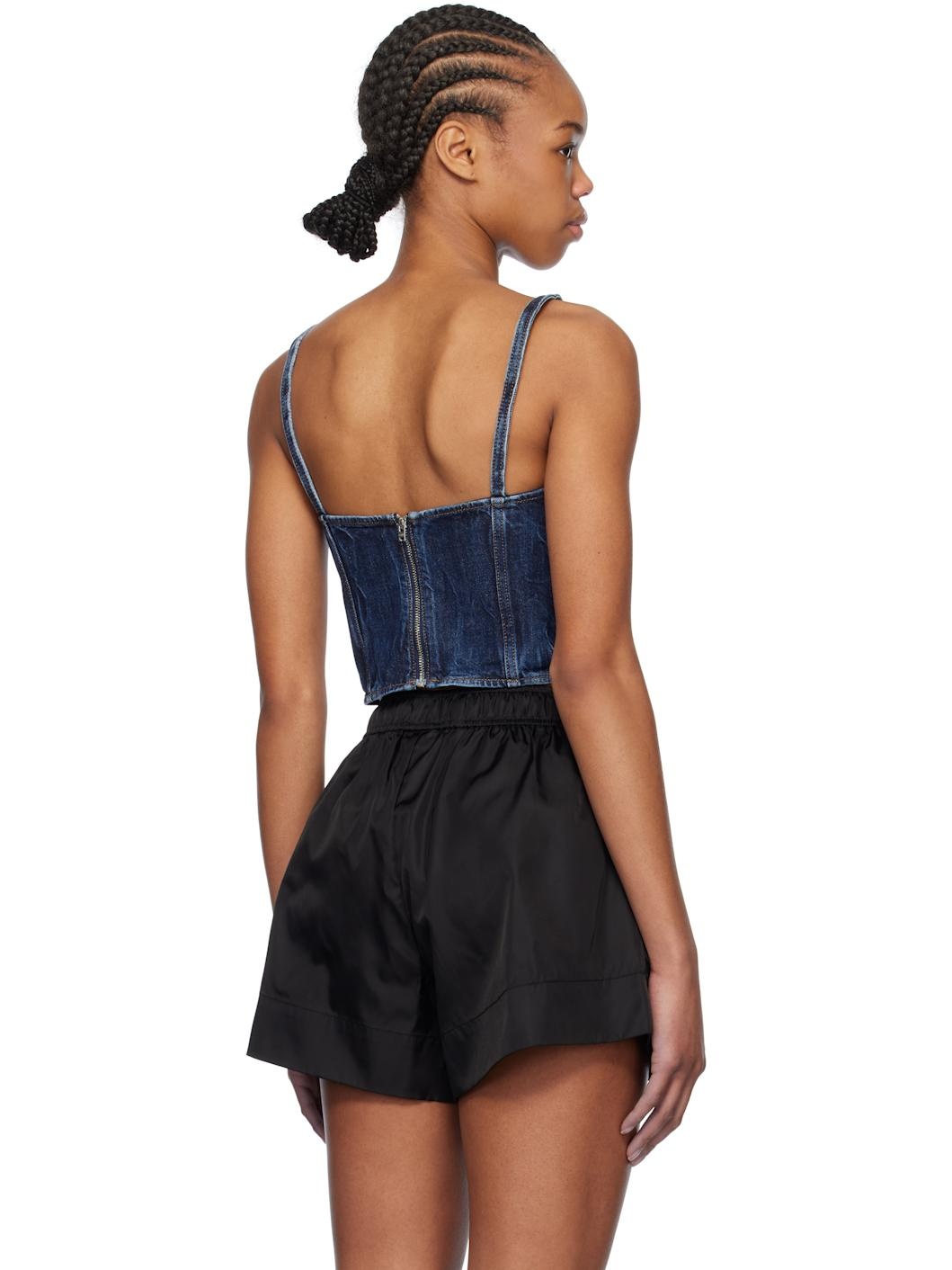 Blue Crinkled Future Denim Strap Top - 3