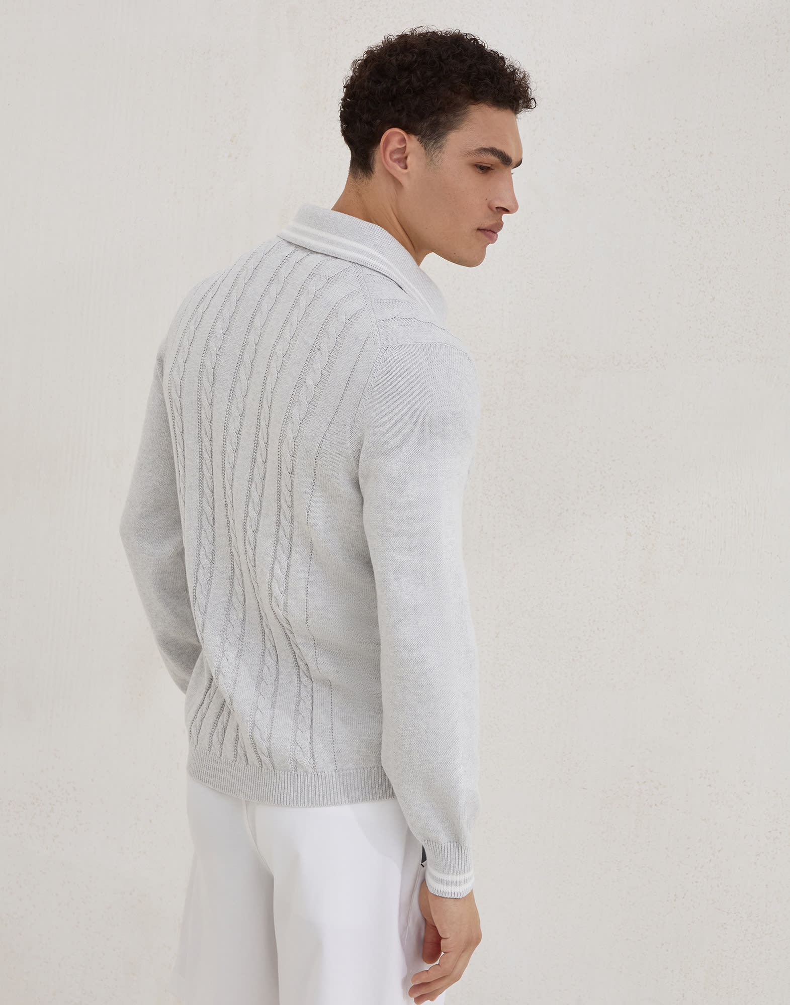 Cotton cable knit shirt with logo - 2