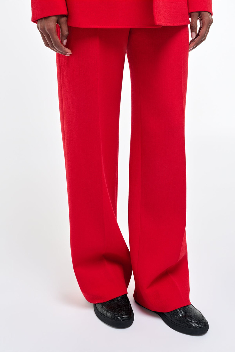 Norman Wide-leg Pant in Scarlet Red Virgin Wool Crepe 6