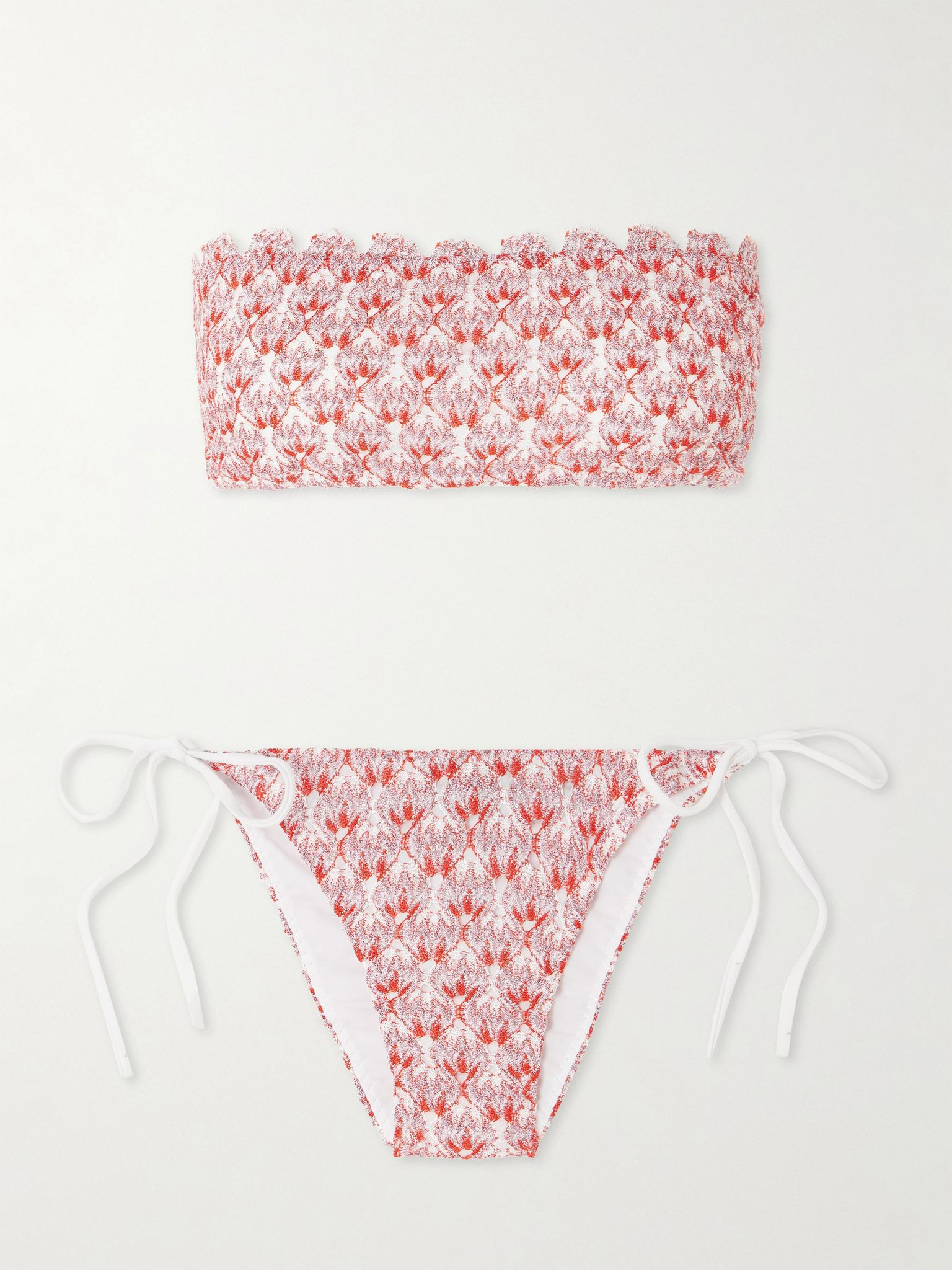 Mare strapless metallic crochet-knit bikini Red - 1