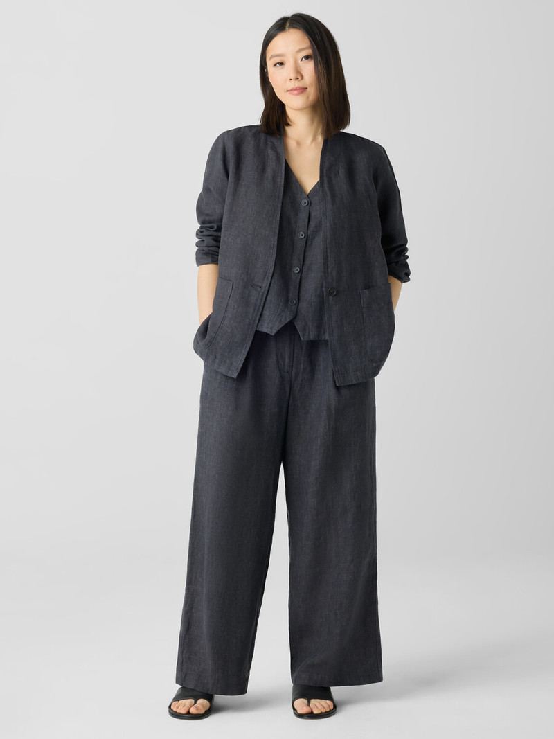 Washed Organic Linen Délavé High Collar Jacket 6