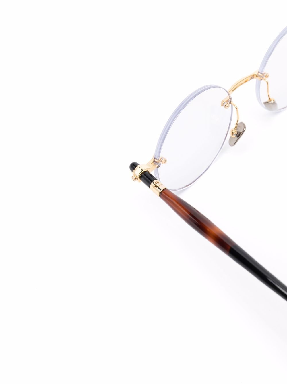 tortoiseshell-arm round-frame glasses - 3