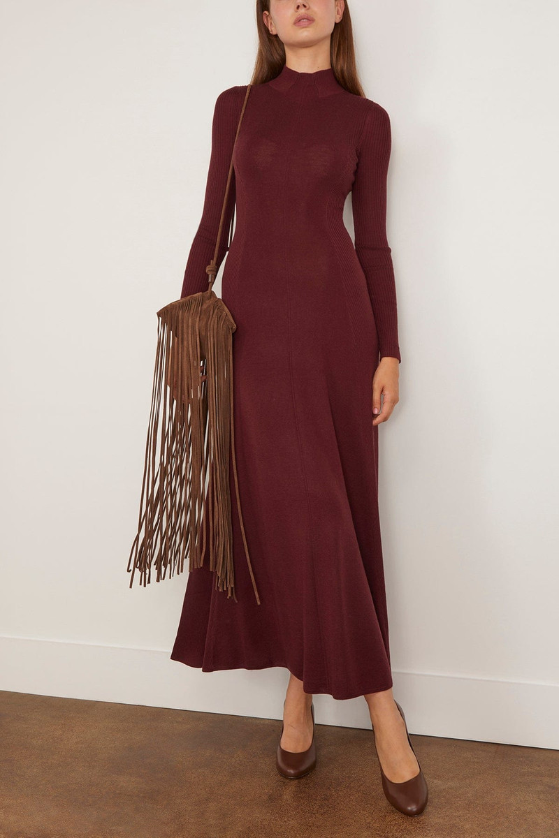 MARIA McMANUS Rib Godet Dress in Merlot outlook