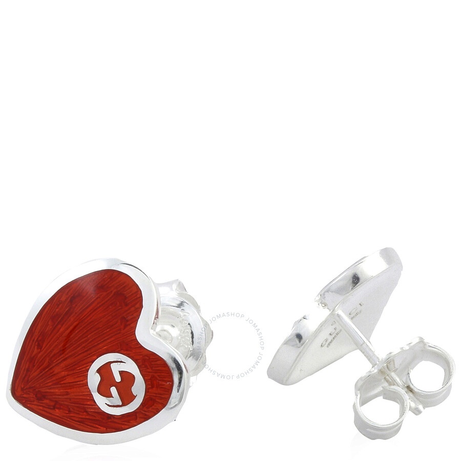Gucci Interlocking G Red Heart Earrings - 3