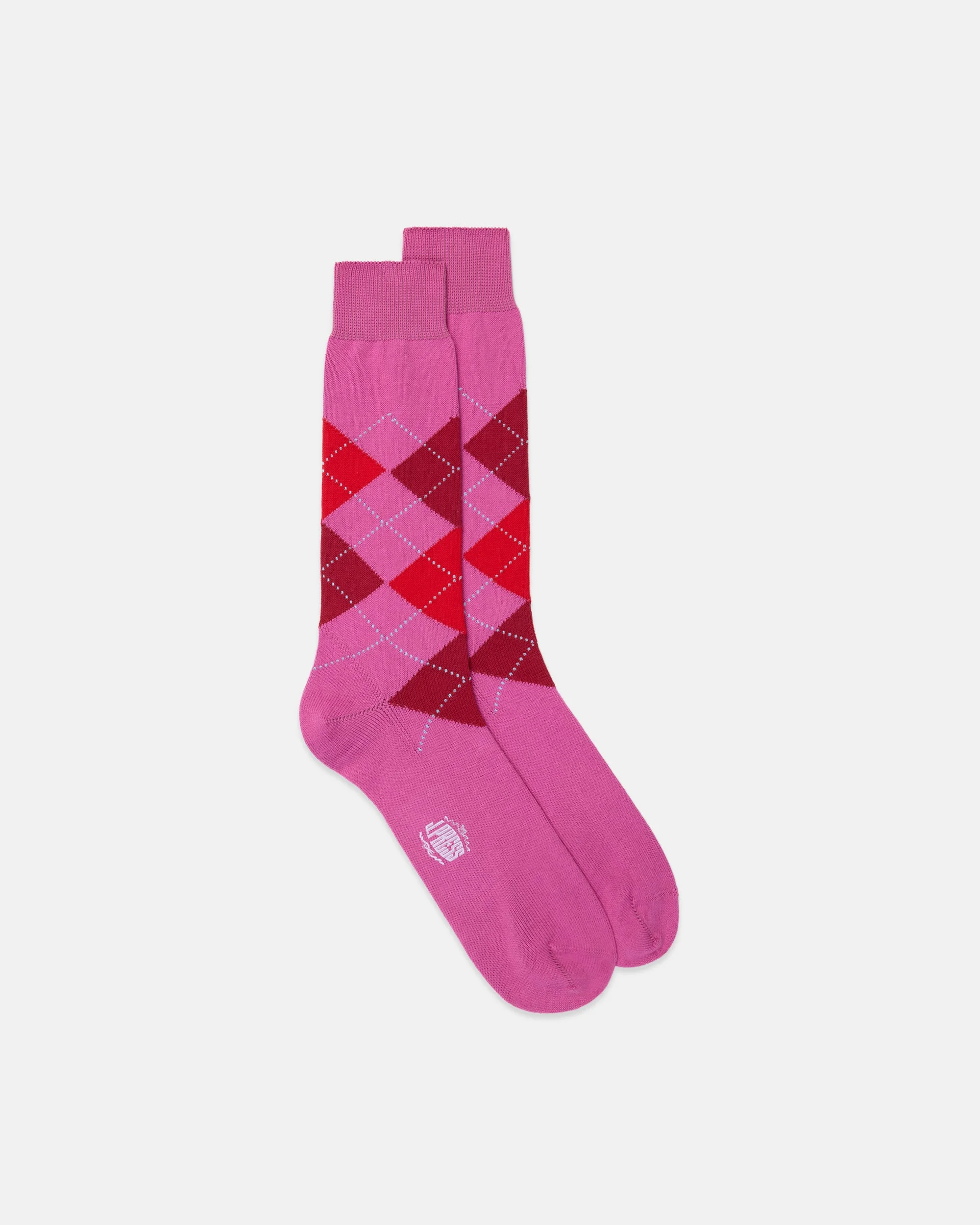 MADE-IN-ITALY PINK ARGYLE COTTON SOCKS - 1