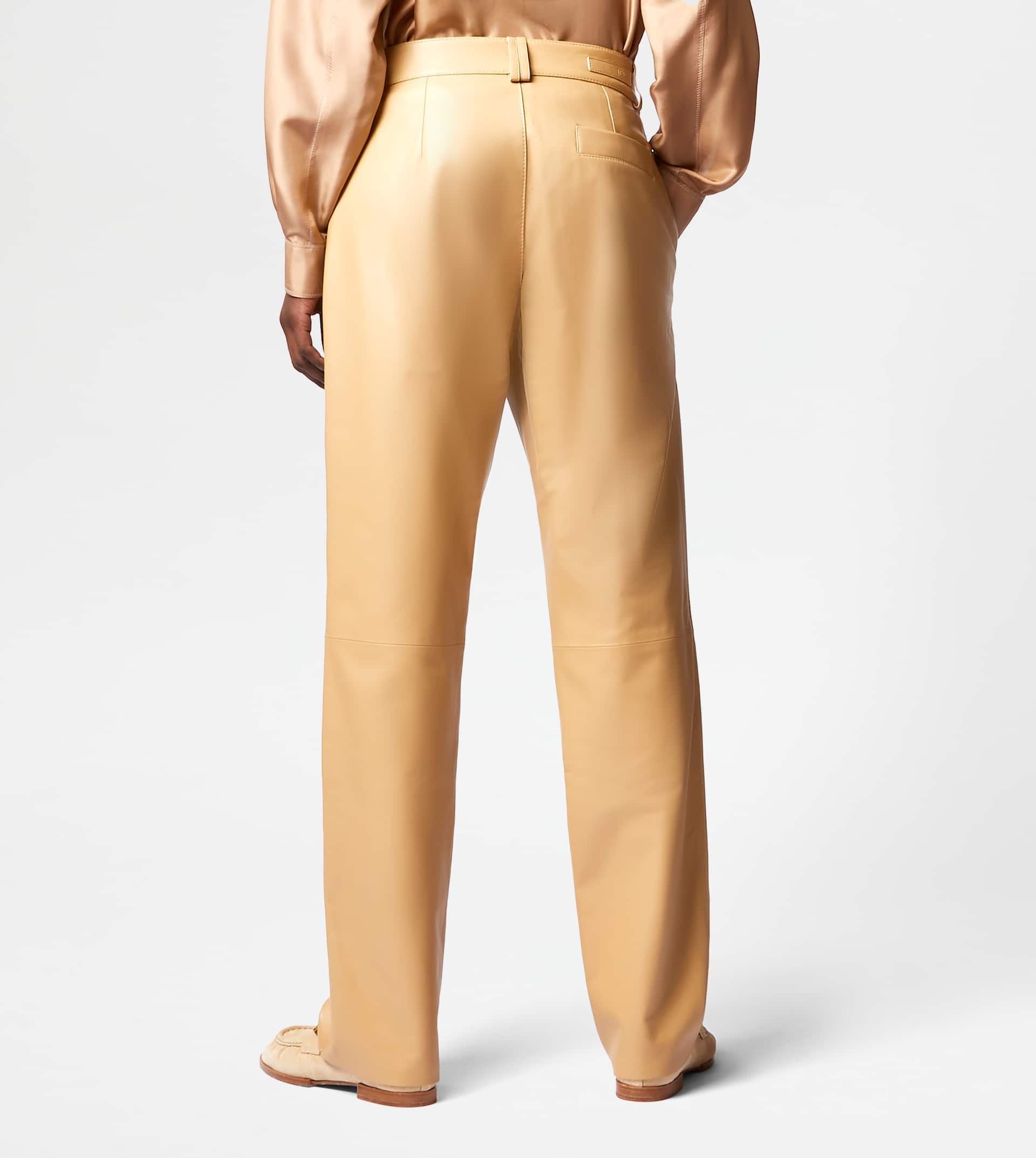 PANTS IN LEATHER - BEIGE - 8