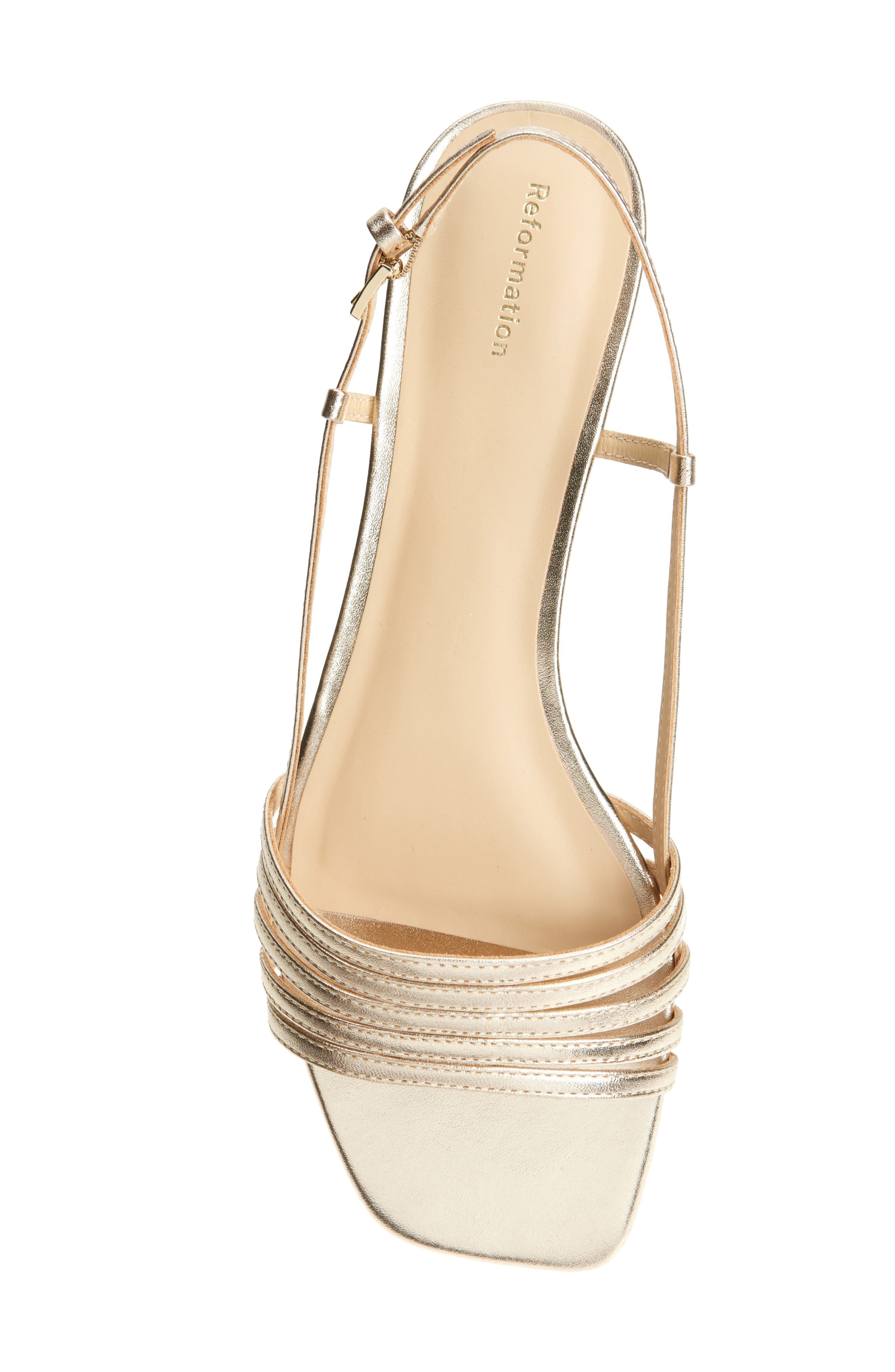 Reformation Millie Lattice Flat Sandal in Gold at Nordstrom - 5