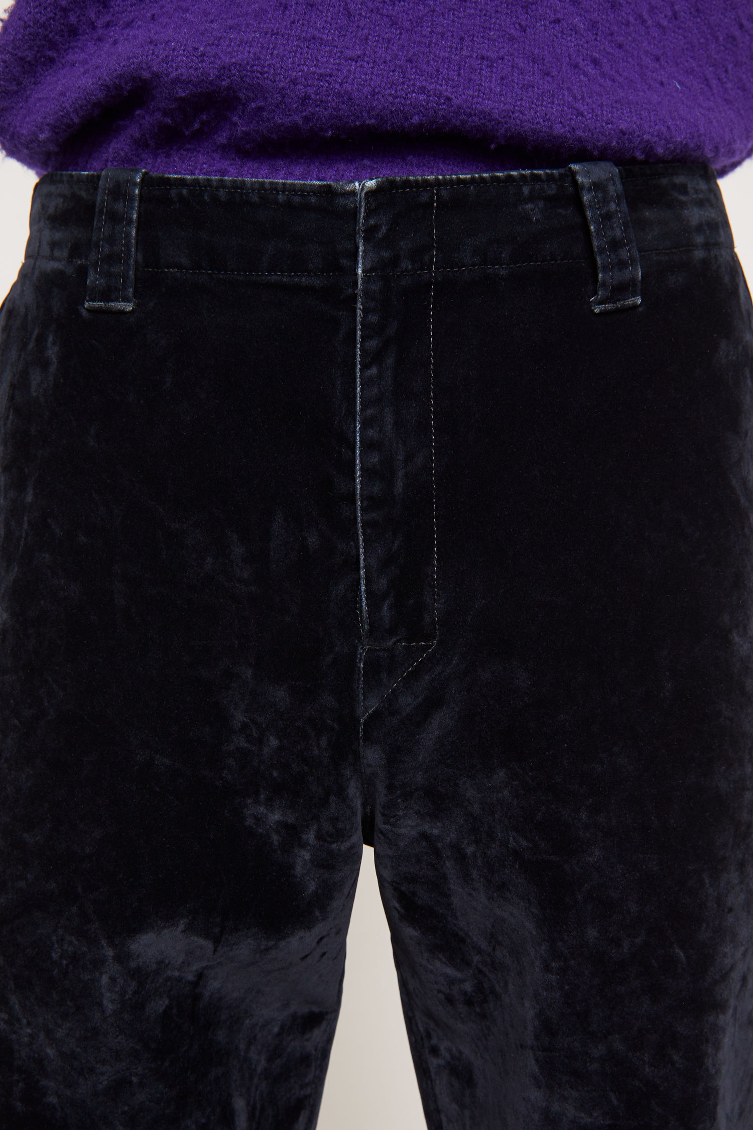 Flocked denim trousers navy blue - 6