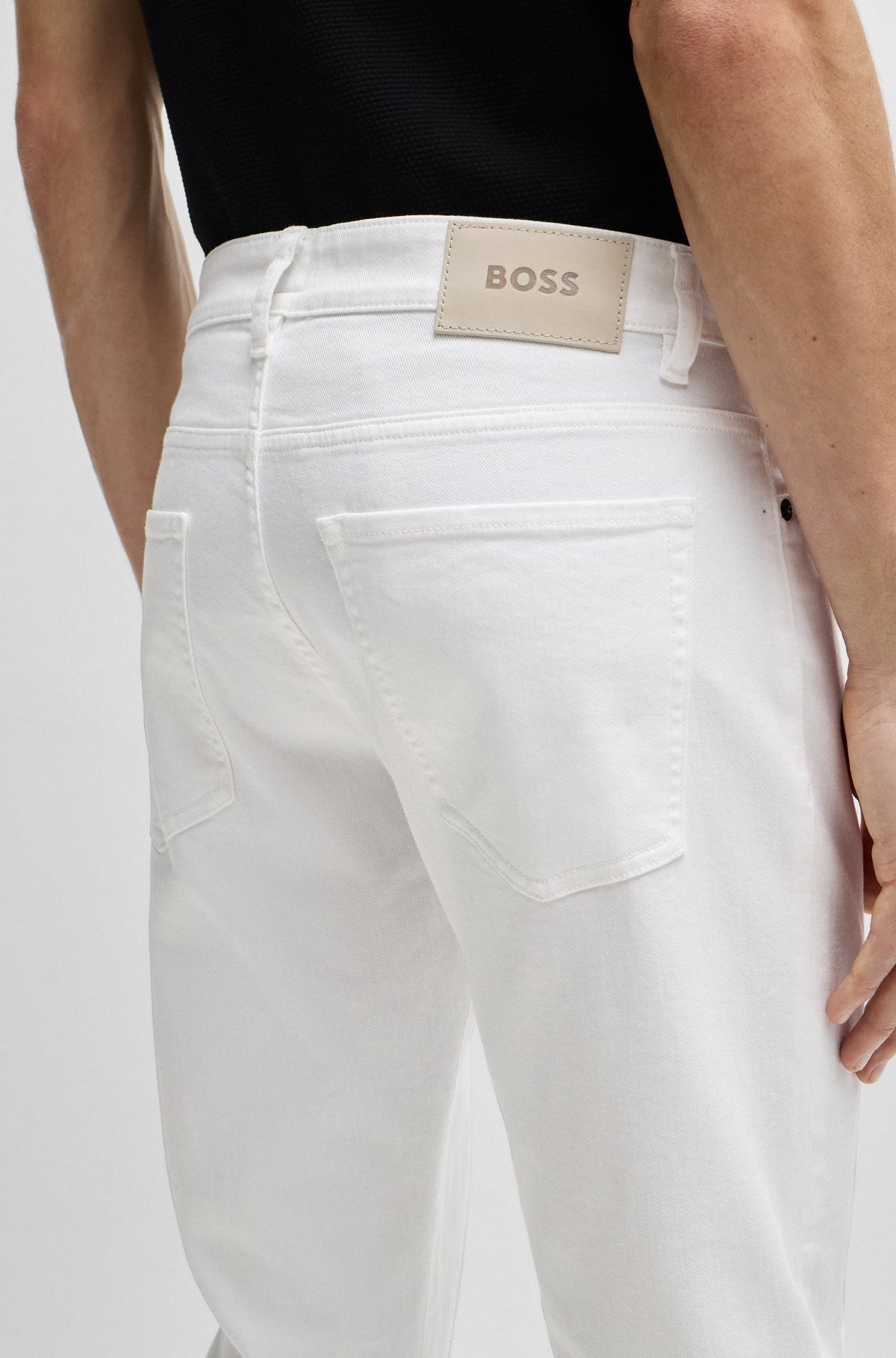 SLIM-FIT JEANS IN WHITE CASHMERE-TOUCH DENIM - 5