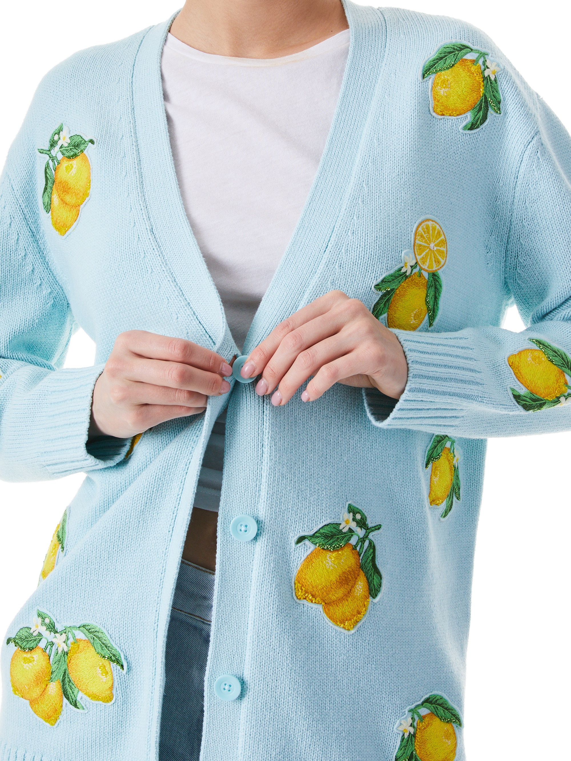BRADFORD LEMON EMBROIDERED GRANDPA CARDIGAN - 5