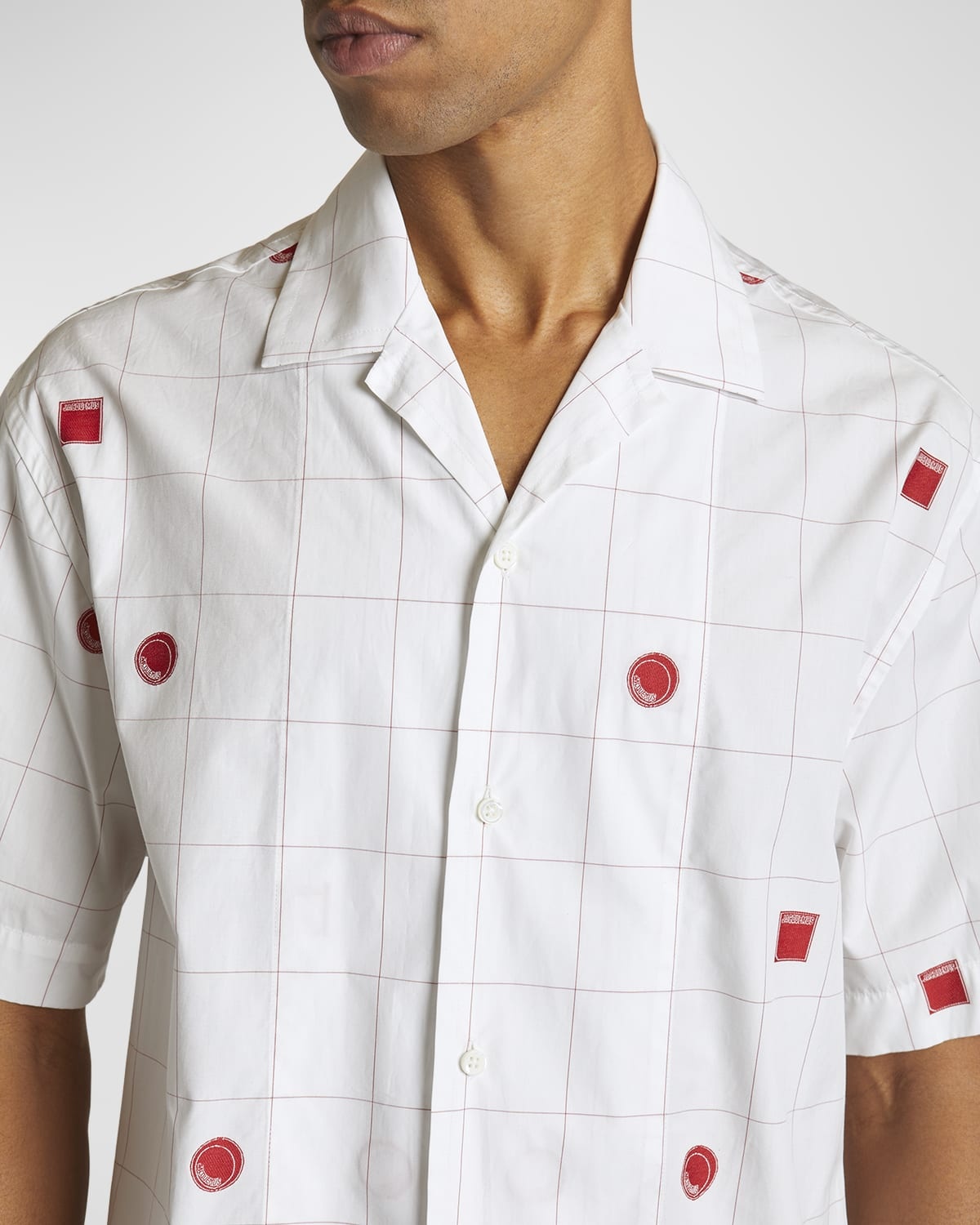 Men's Grid Check Icon Camp Shirt - 5