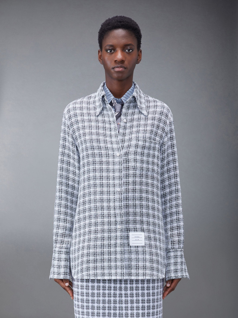 Check Crochet Tweed Oversized Shirt 1