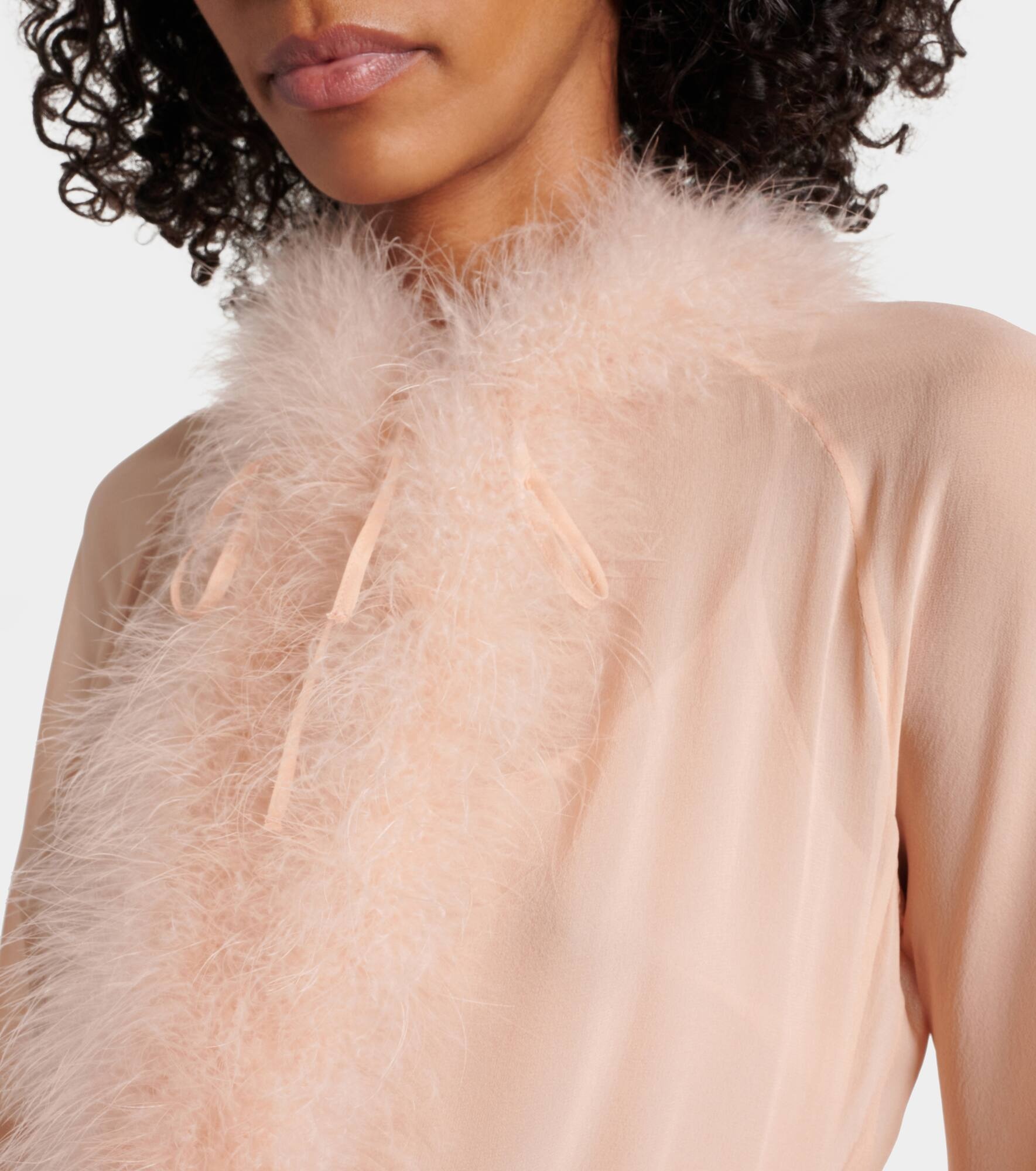 Georg feather-trimmed midi dress - 4