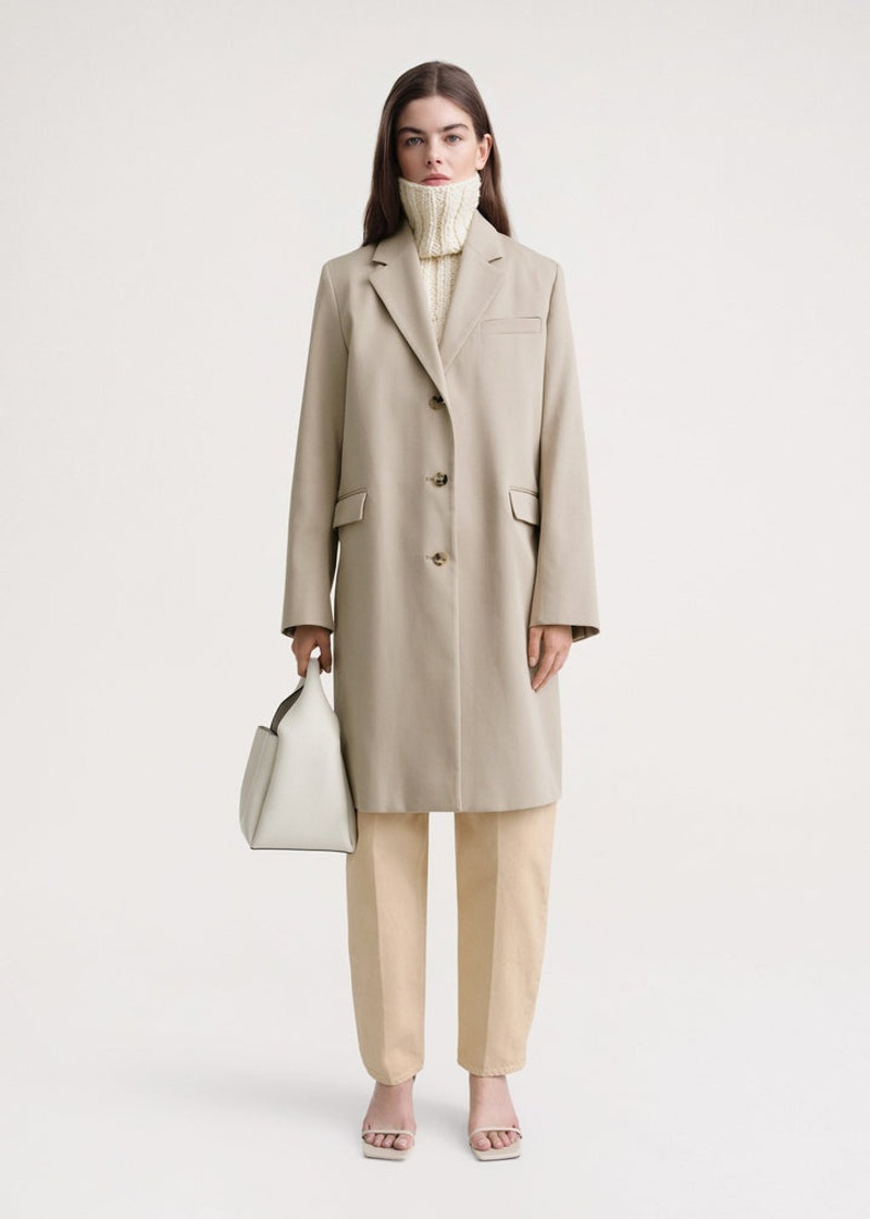 Totême Tailored cotton-gabardine coat overcast beige outlook