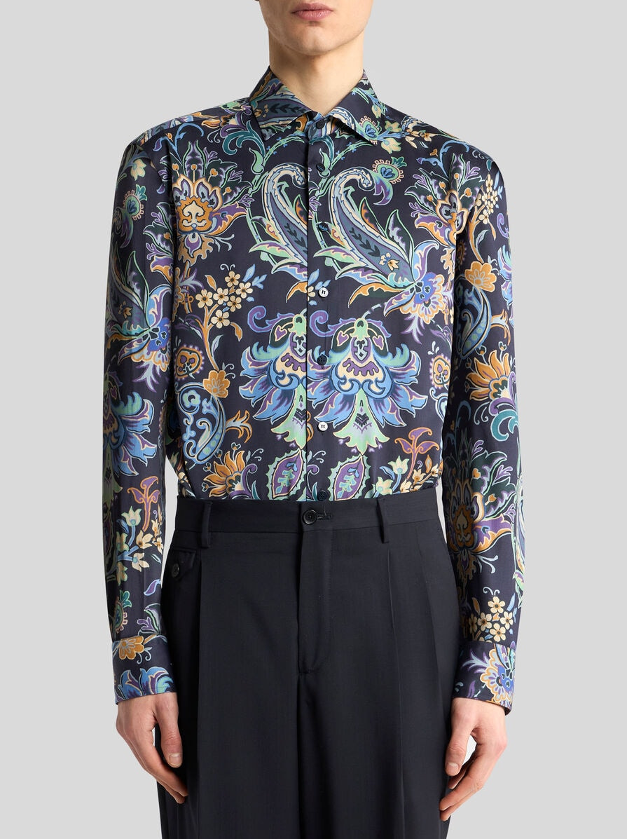 COTTON SHIRT WITH ALL-OVER FLORAL PRINT - 2