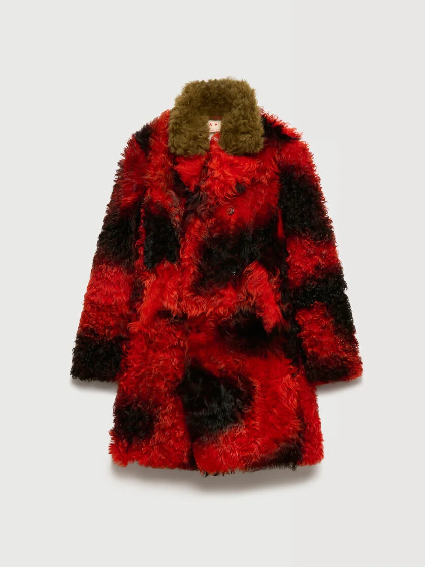 RED FUR COAT WITH SPOTS - 1