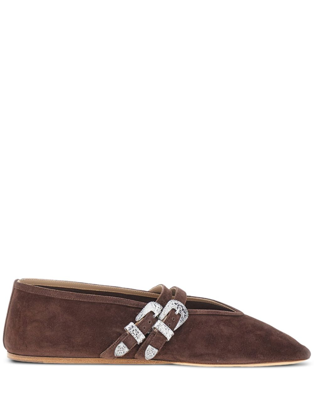 Claudia buckled suede ballet flats - 1