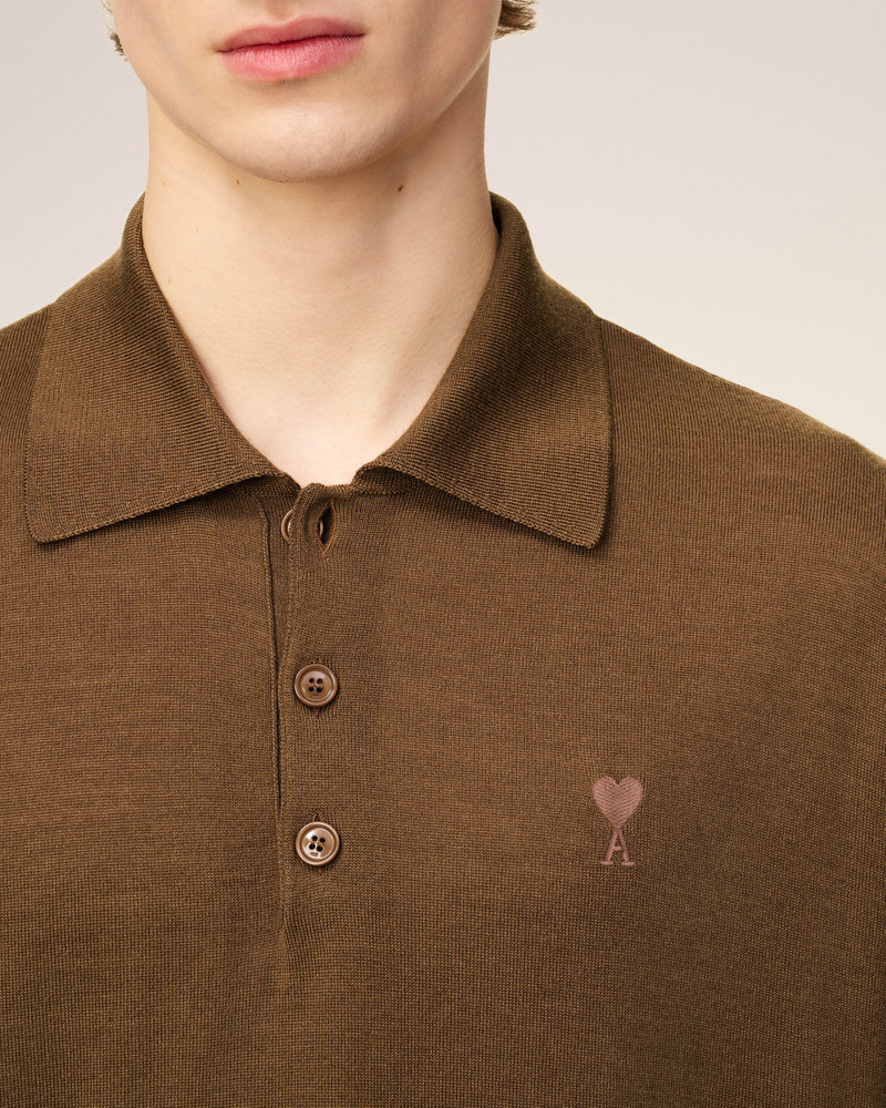 BROWN WOOL AMI DE COEUR POLO 4