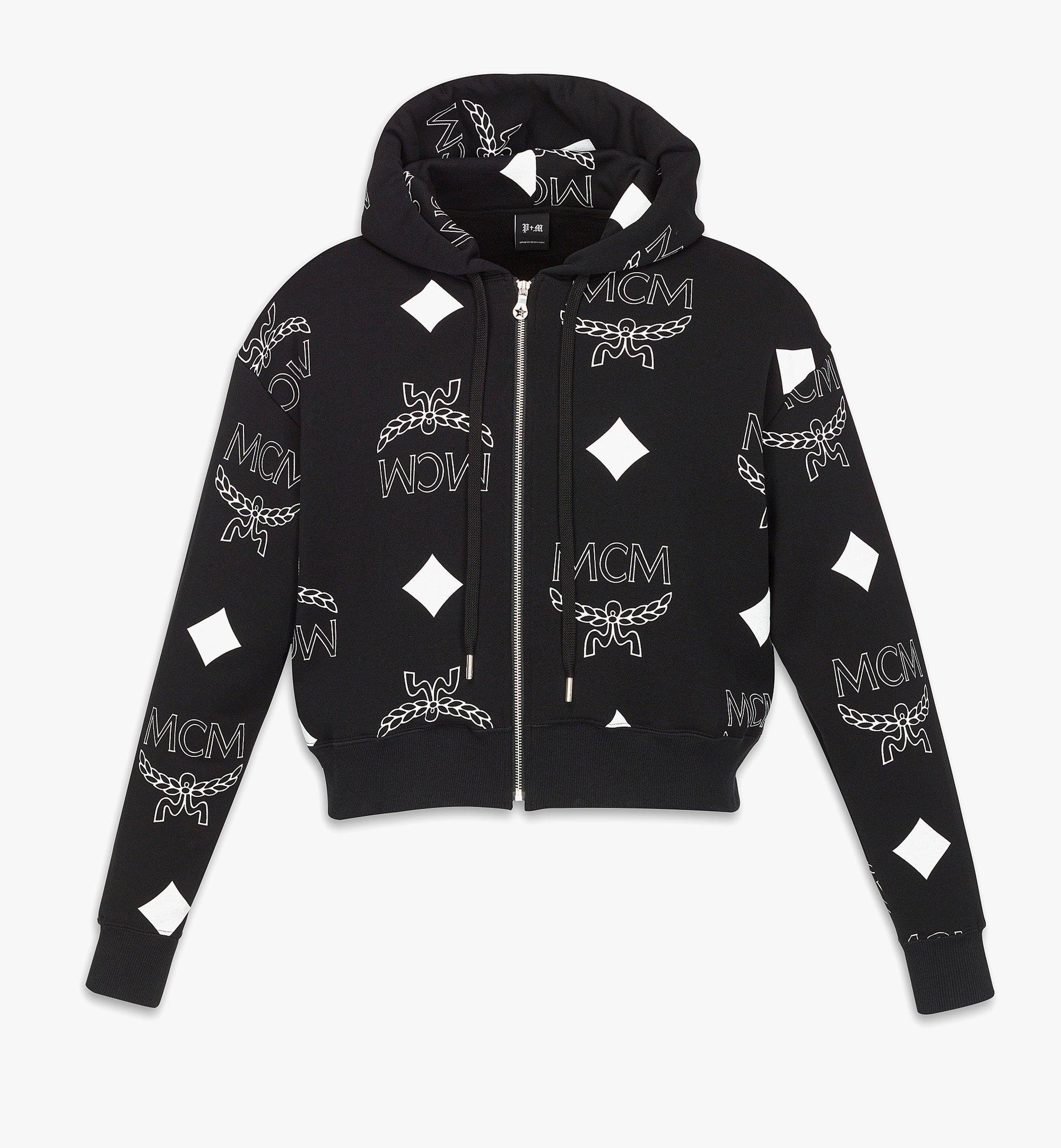 PHENOMENON+MCM Monogram Print Cropped Zip Hoodie - 1