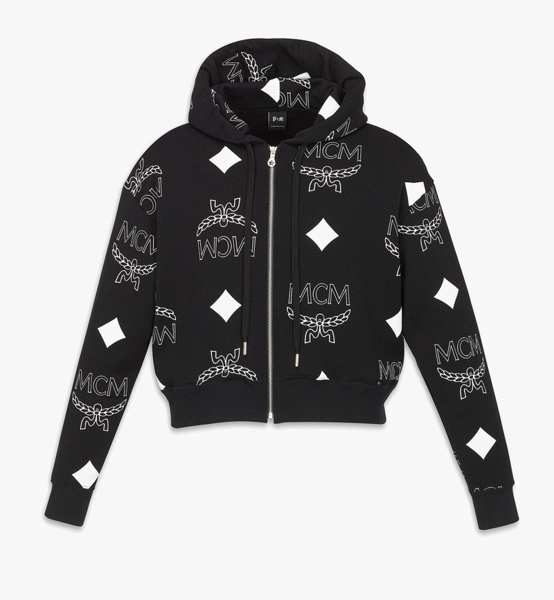 PHENOMENON+MCM Monogram Print Cropped Zip Hoodie 1
