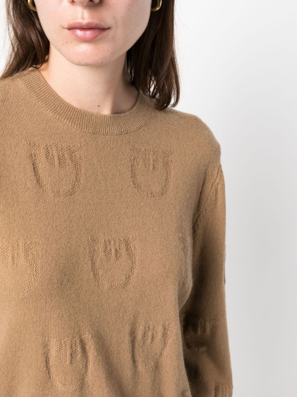 logo-debossed cashmere top - 5