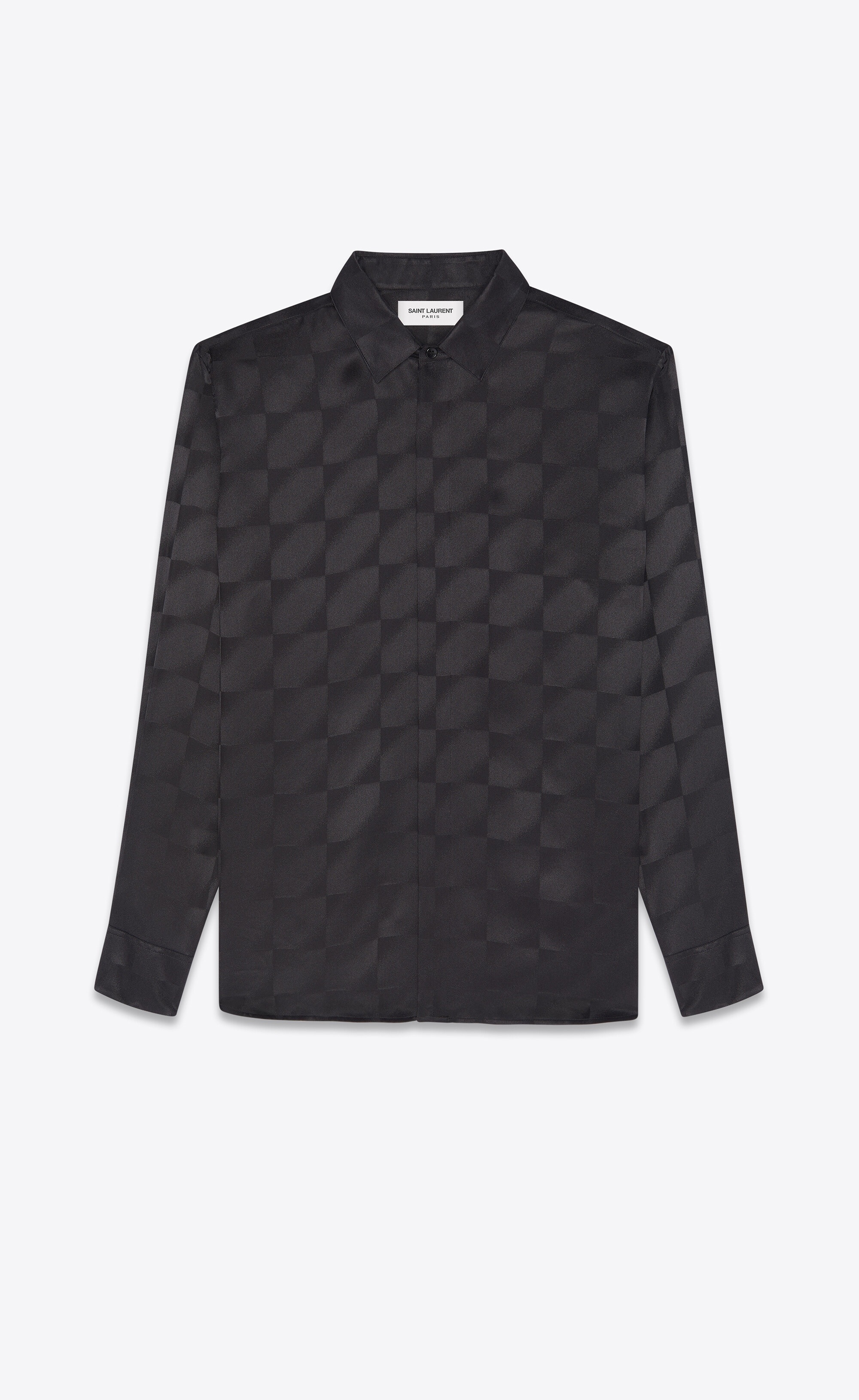 yves collar classic shirt in matte and shiny silk - 1