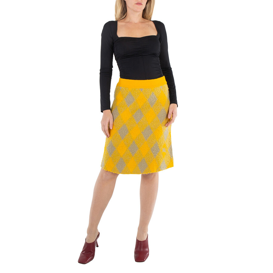 Burberry Argyle Knee Length Wool Skirt - 6