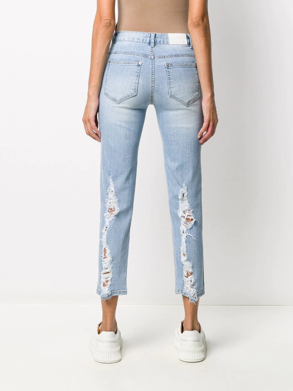 high-rise destroyed-hem cropped jeans - 4