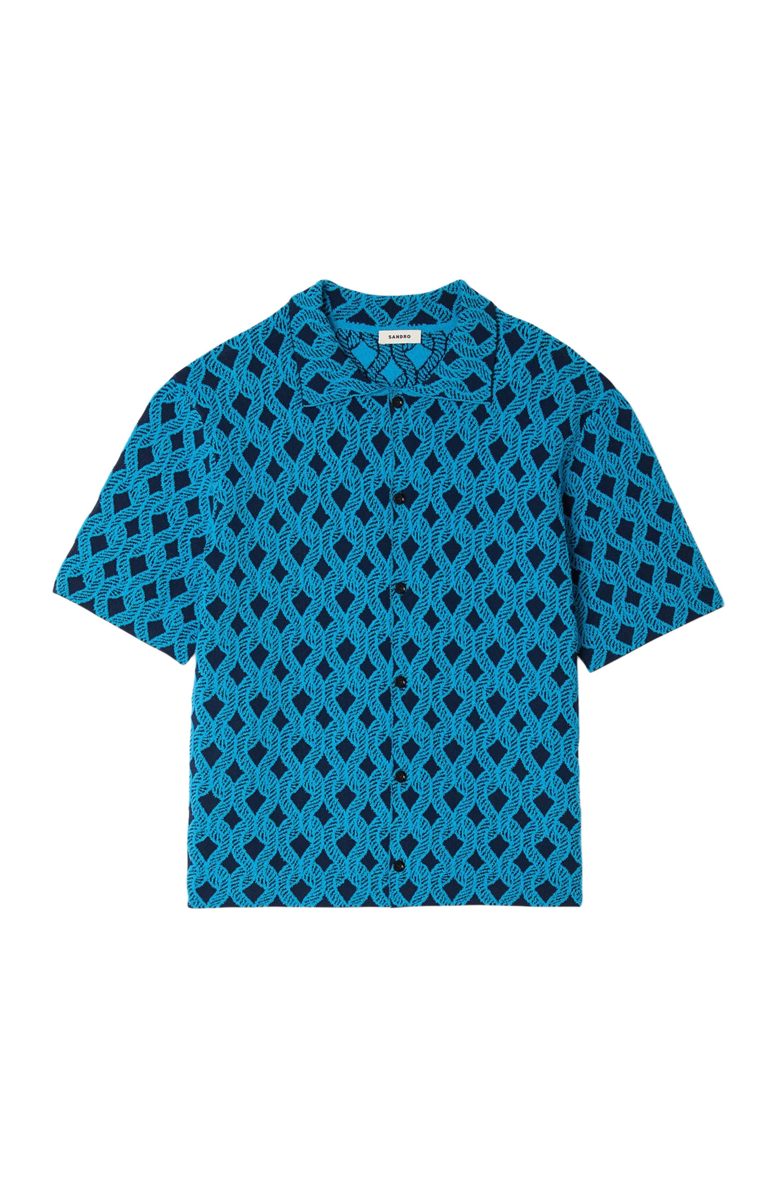 SANDRO Rope jacquard cardigan shirt in Turquoise at Nordstrom - 5