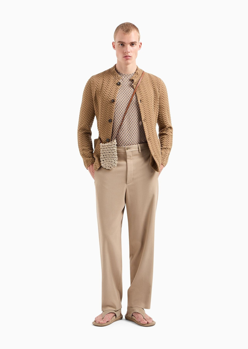 GIORGIO ARMANI ASV stretch-viscose jacquard-jersey crew-neck jumper outlook