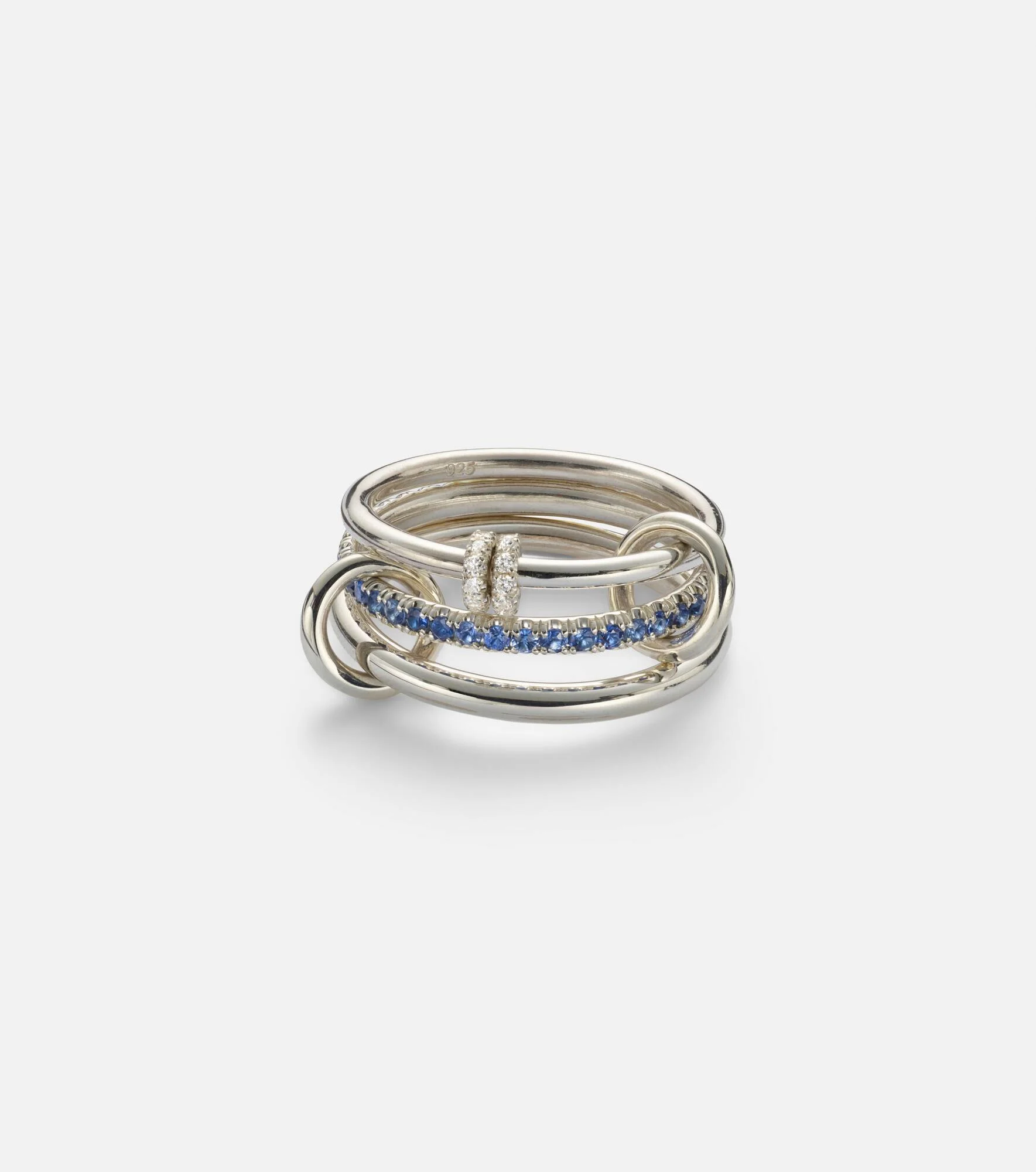 Raneth sterling silver ring with sapphires and diamonds - 1