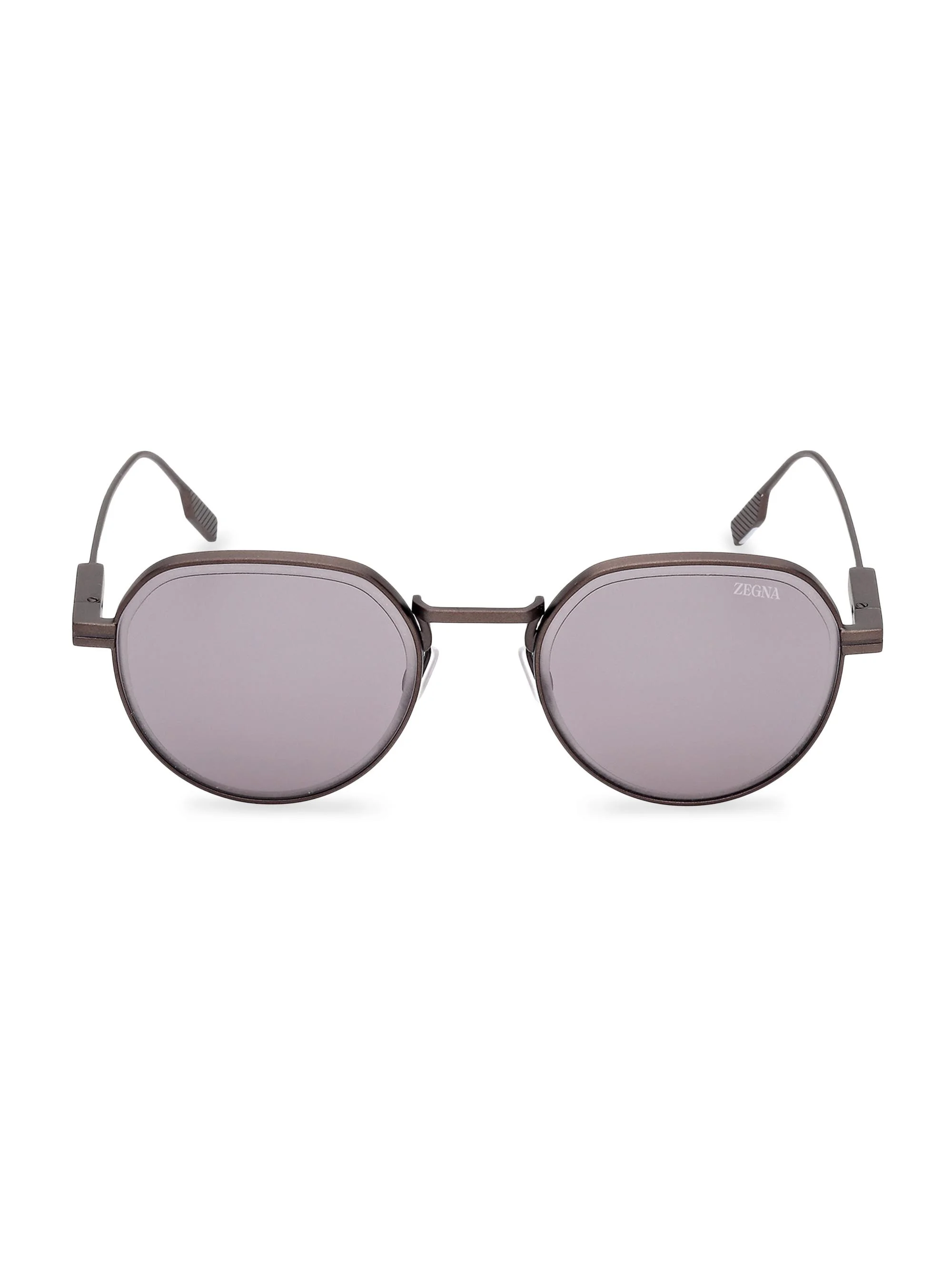 Men's 52MM Round Sunglasses - Matte Gunmetal Purple - 1