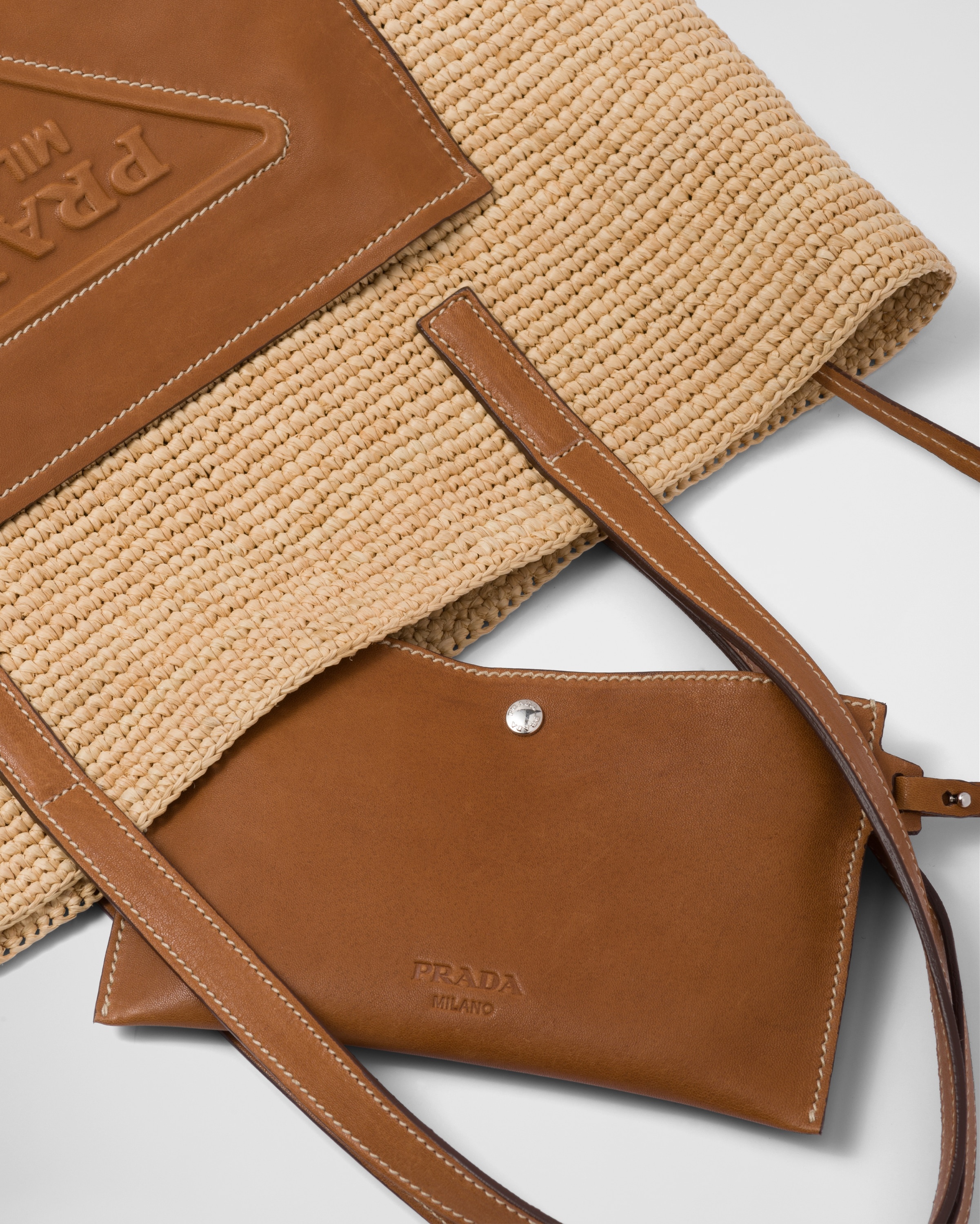 Crochet and leather tote bag - 6