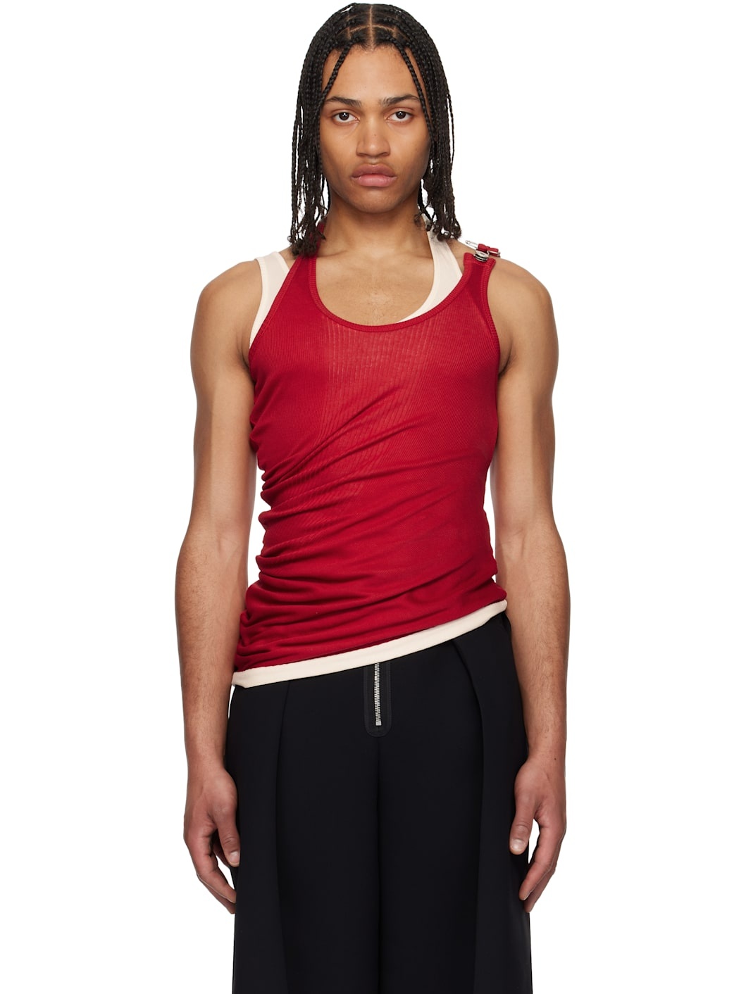 Red & Off-White 'The Draped Double' Tank Top - 1
