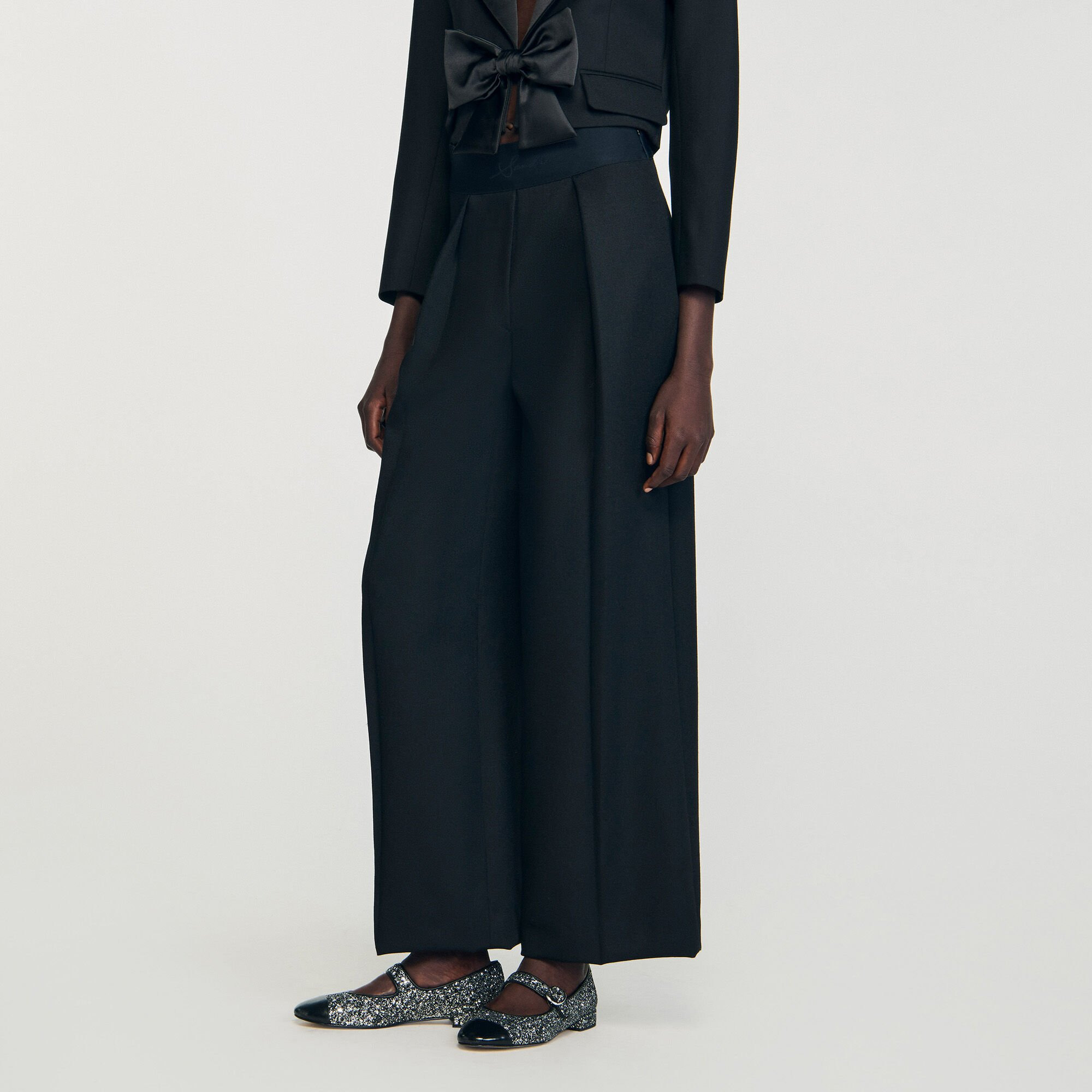 WIDE-LEG ELASTIC WAIST TROUSERS - 4