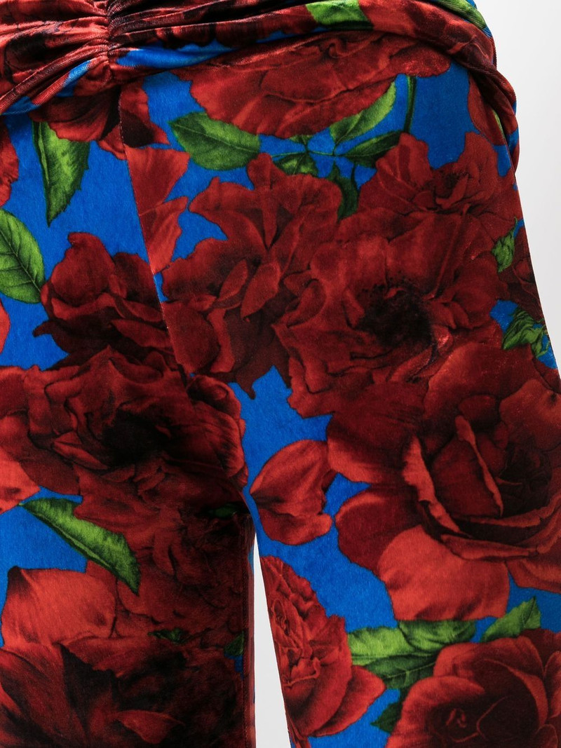 rose-print velvet leggings 5
