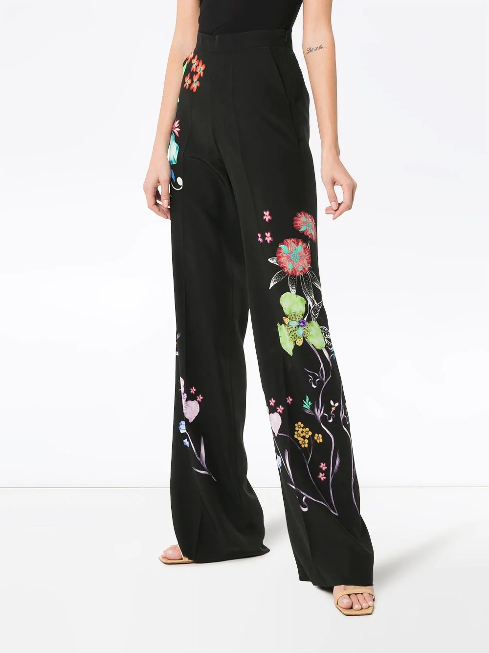 wide leg floral print trousers - 3